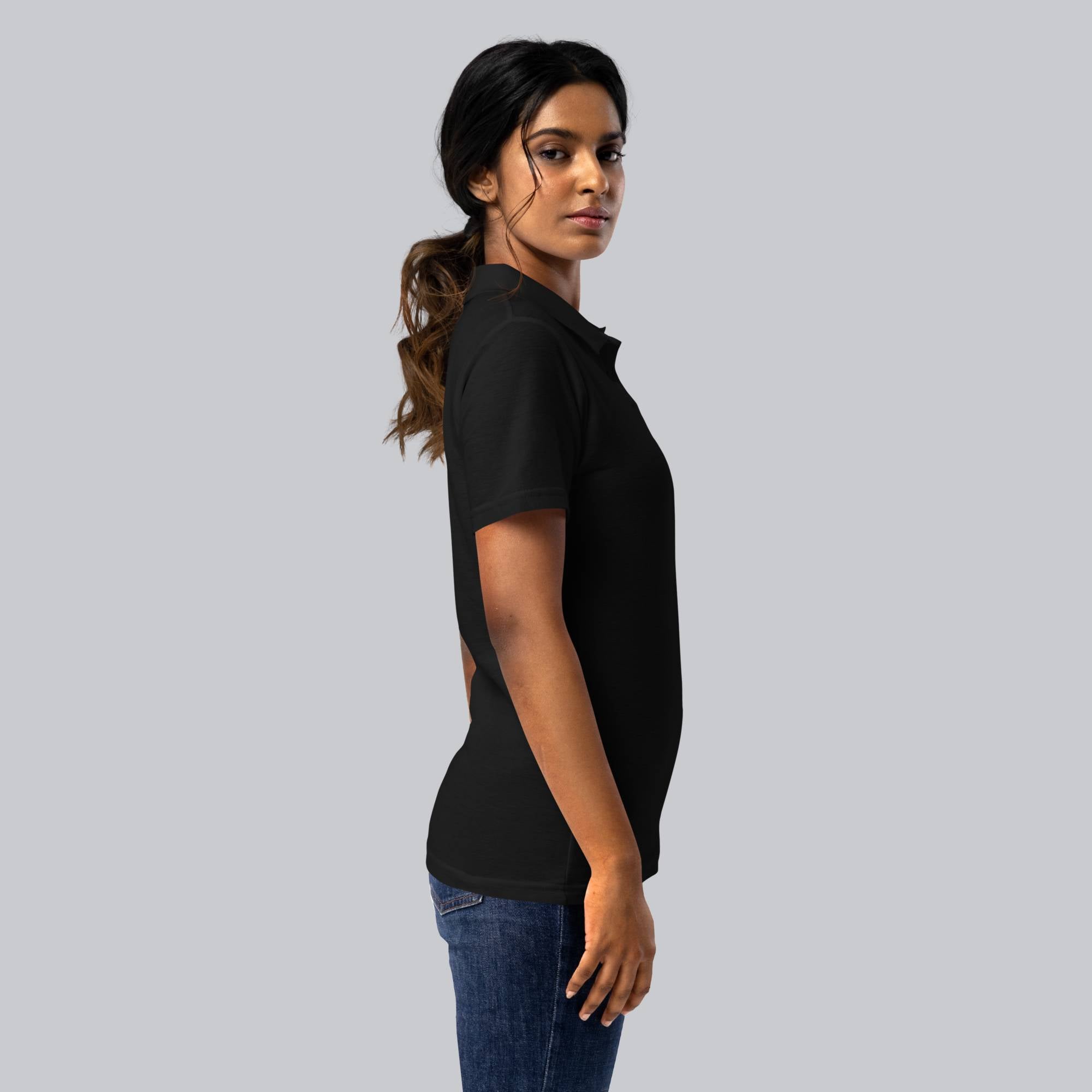Black Women Polo Tshirt with custom Music Code