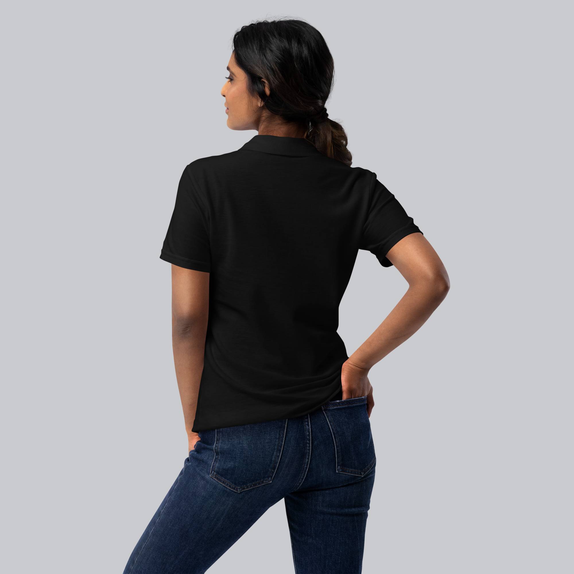 Black Women Polo Tshirt with custom Music Code