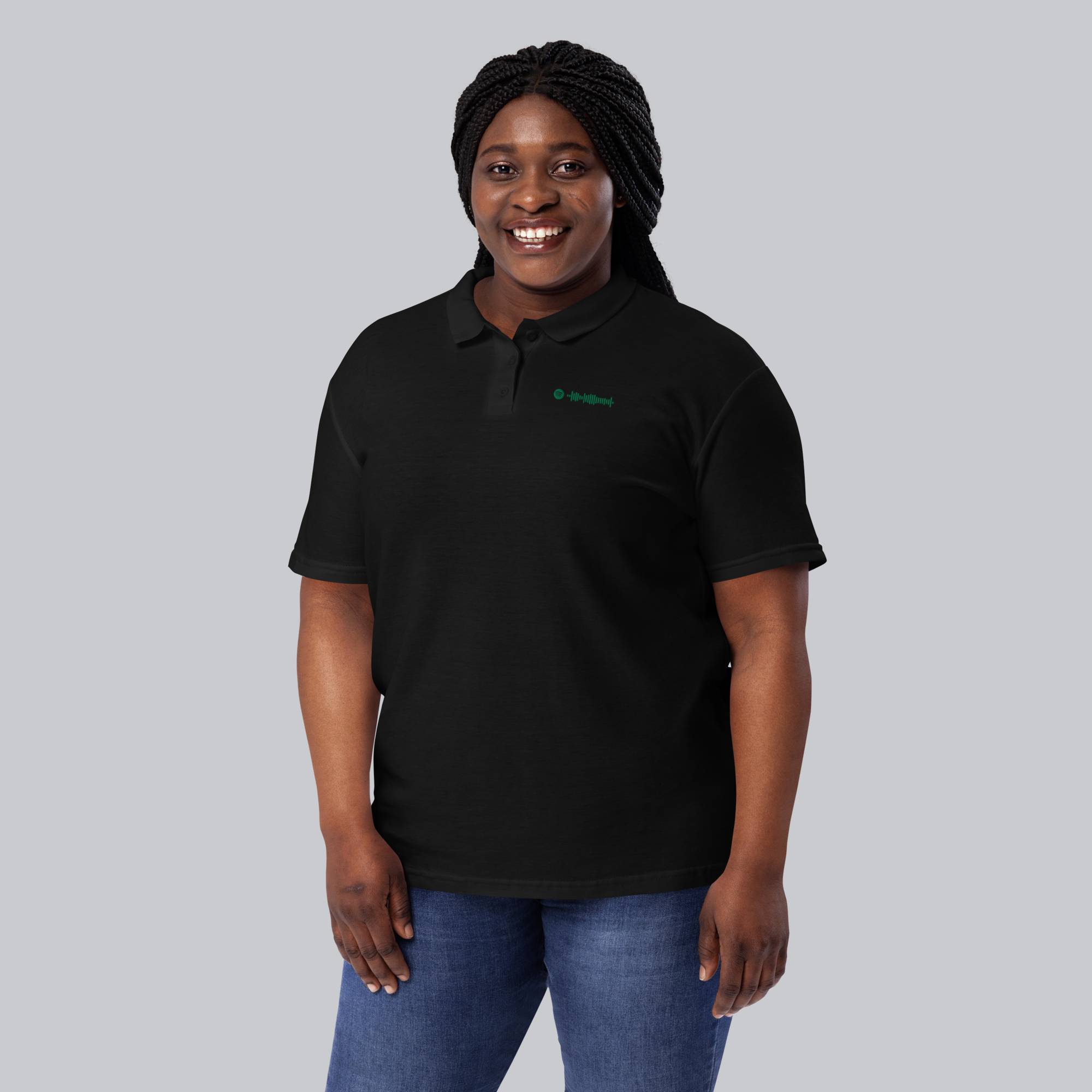 Black Women Polo Tshirt with custom Music Code