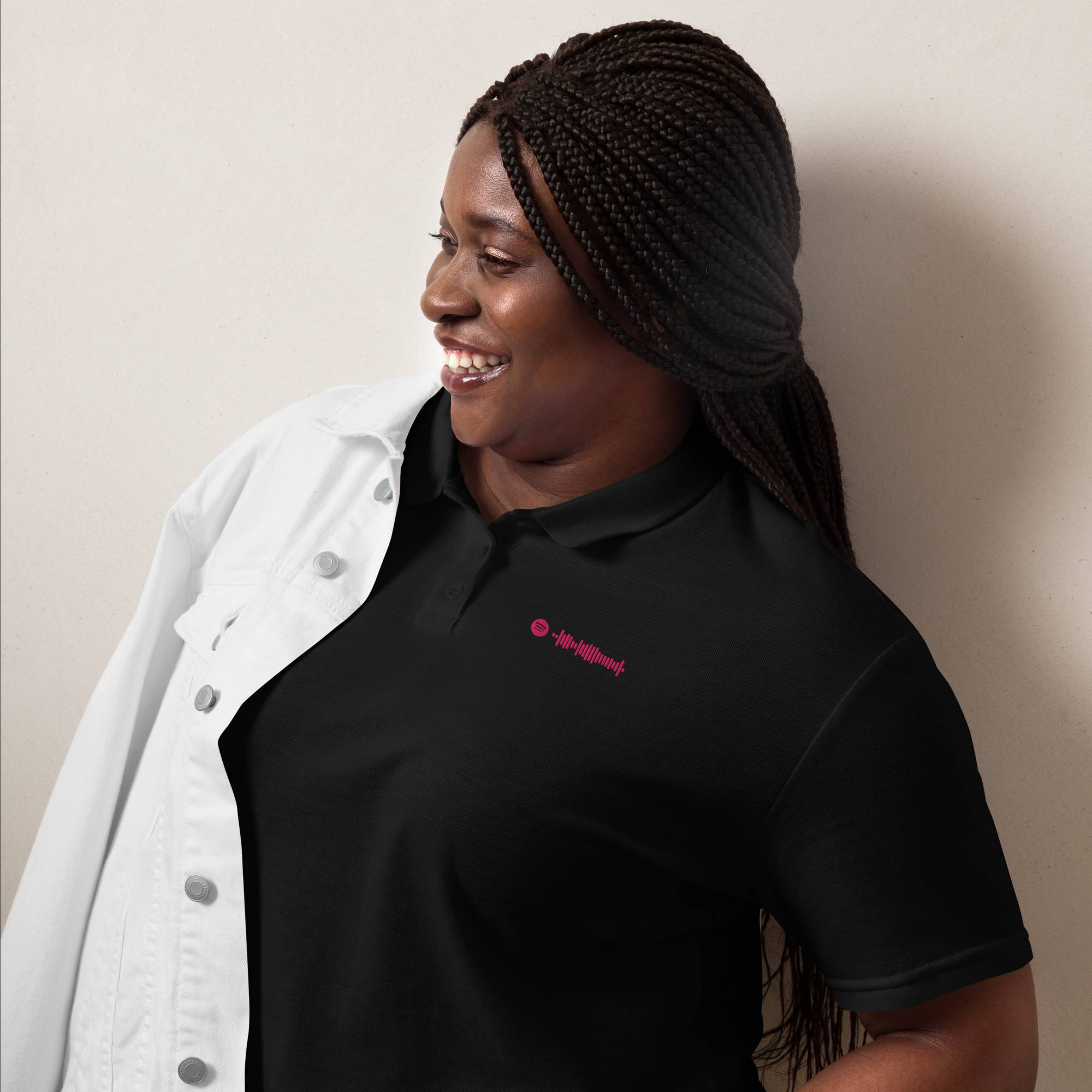 Black Women Polo Tshirt with custom Music Code