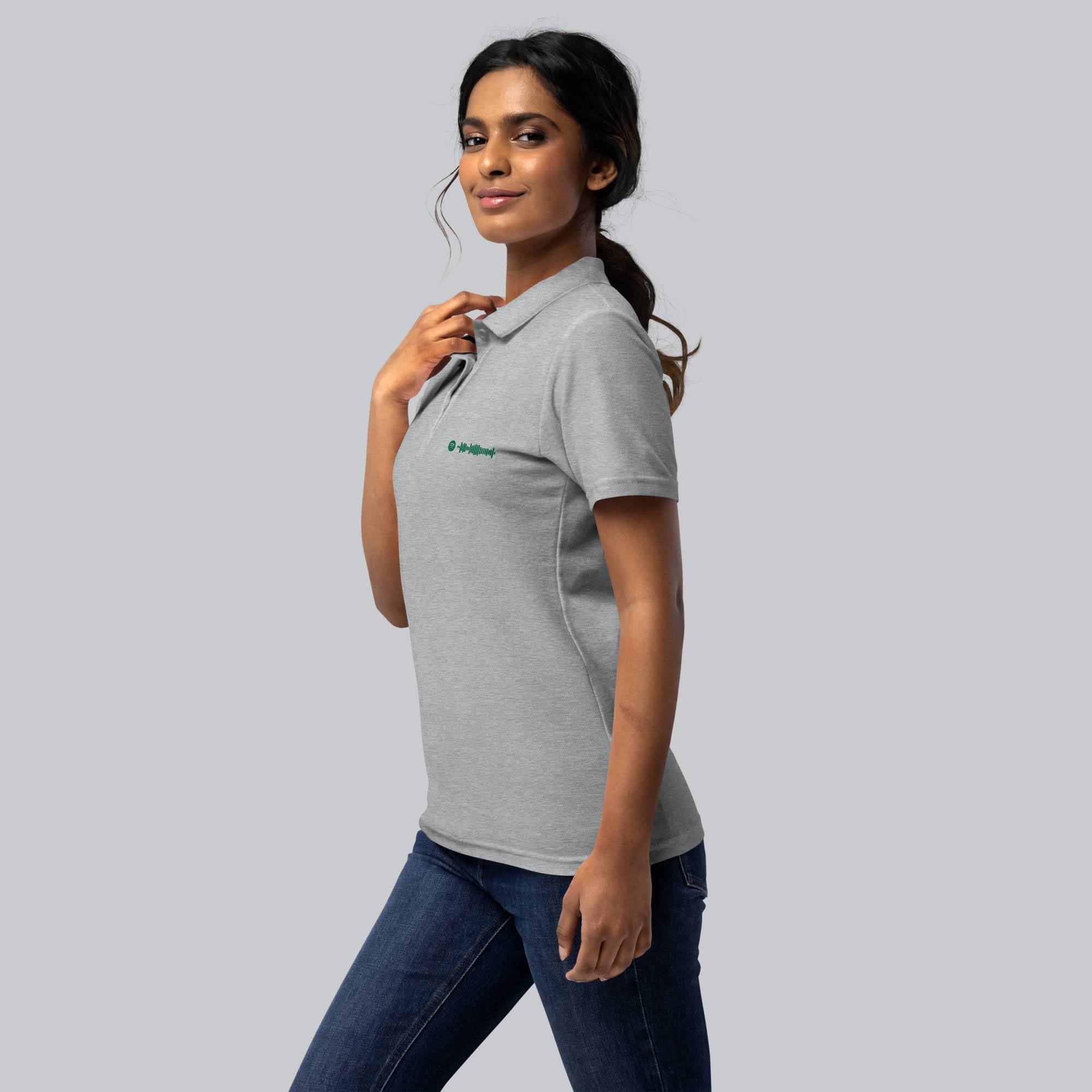 Grey Women Polo Tshirt with custom Music Code
