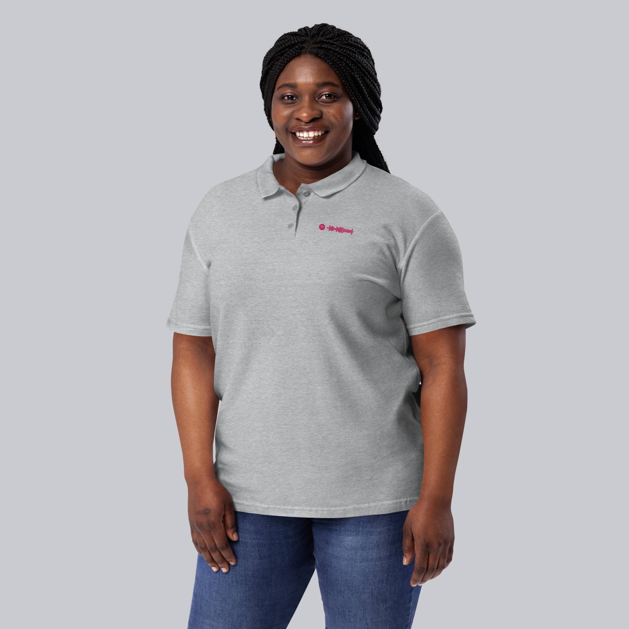 Grey Women Polo Tshirt with custom Music Code