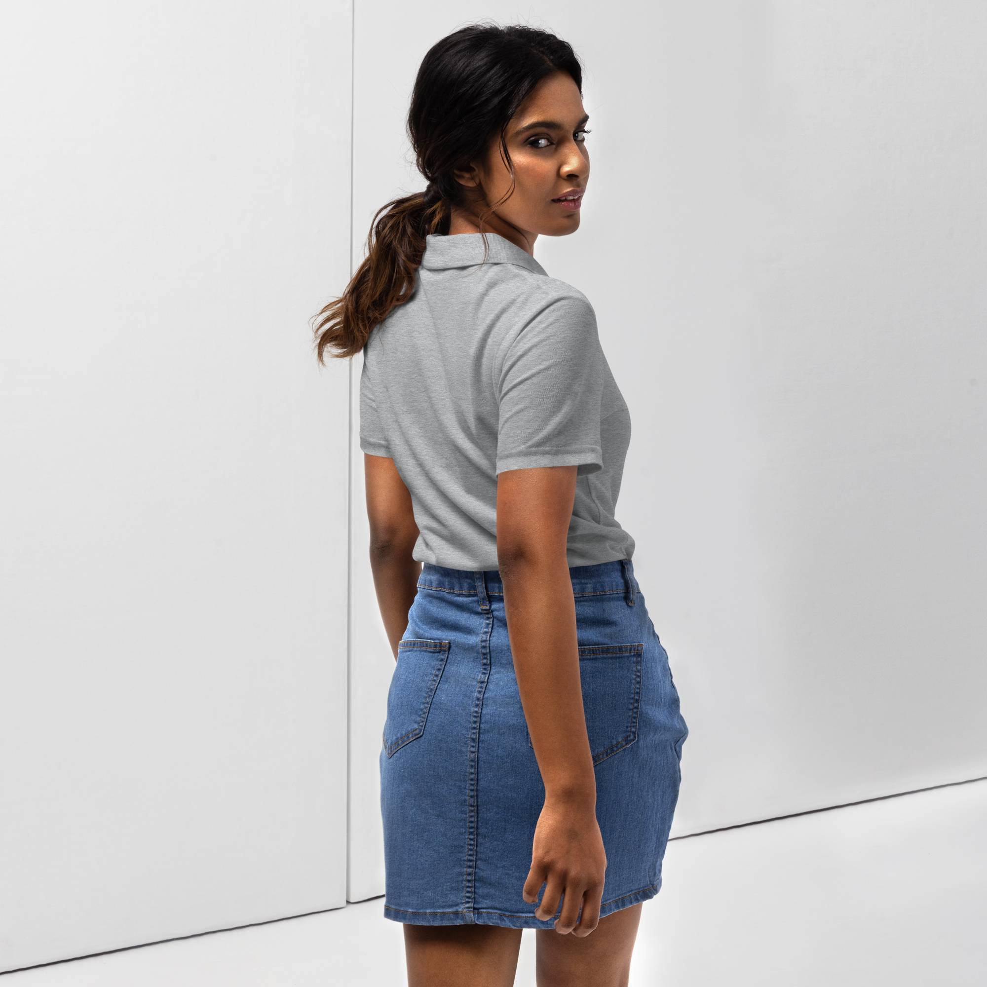 Grey Women Polo Tshirt with custom Music Code