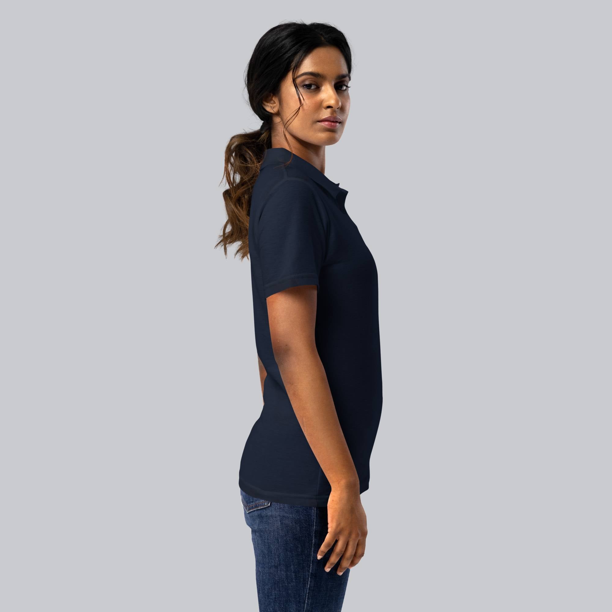 Navy Women Polo Tshirt with custom Music Code