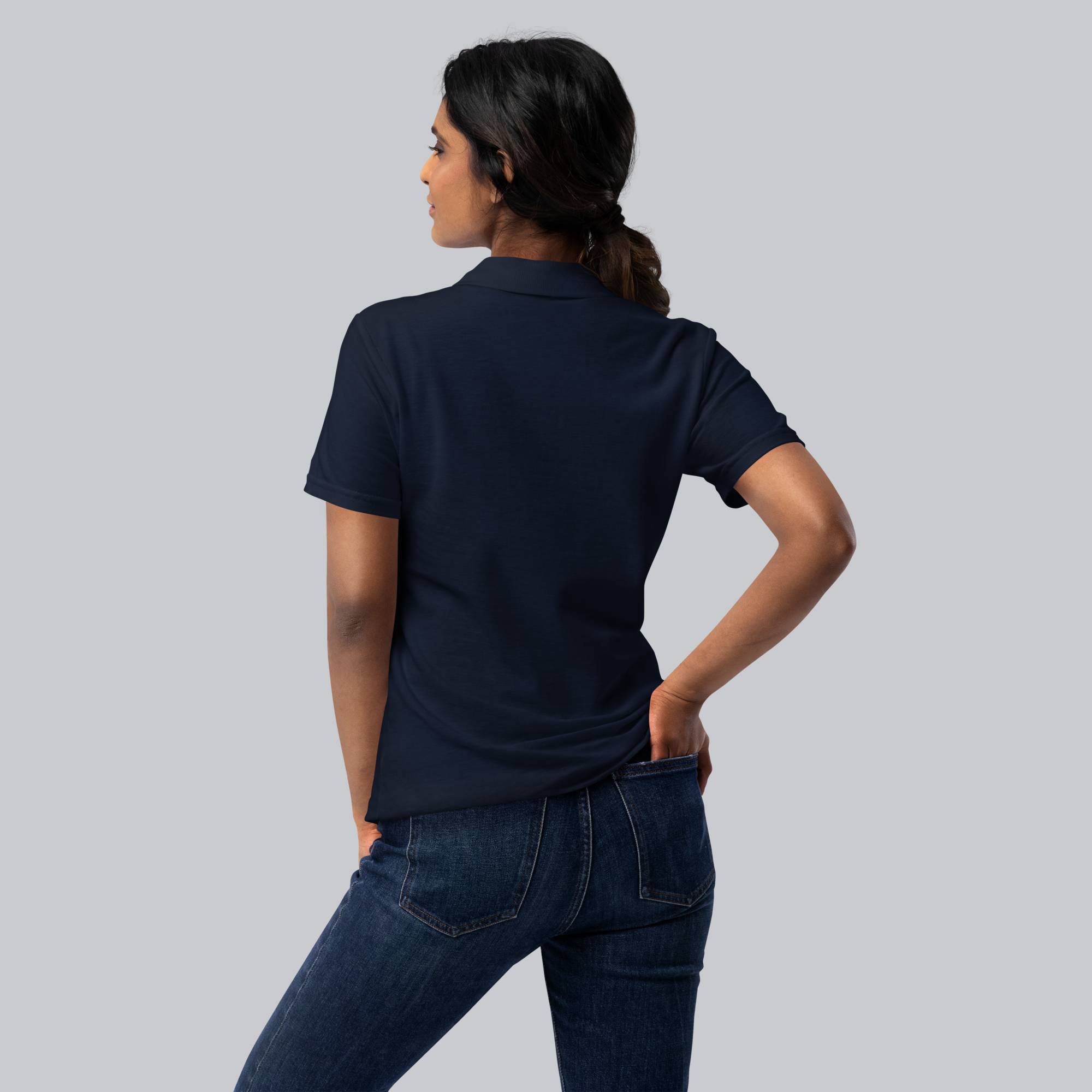 Navy Women Polo Tshirt with custom Music Code
