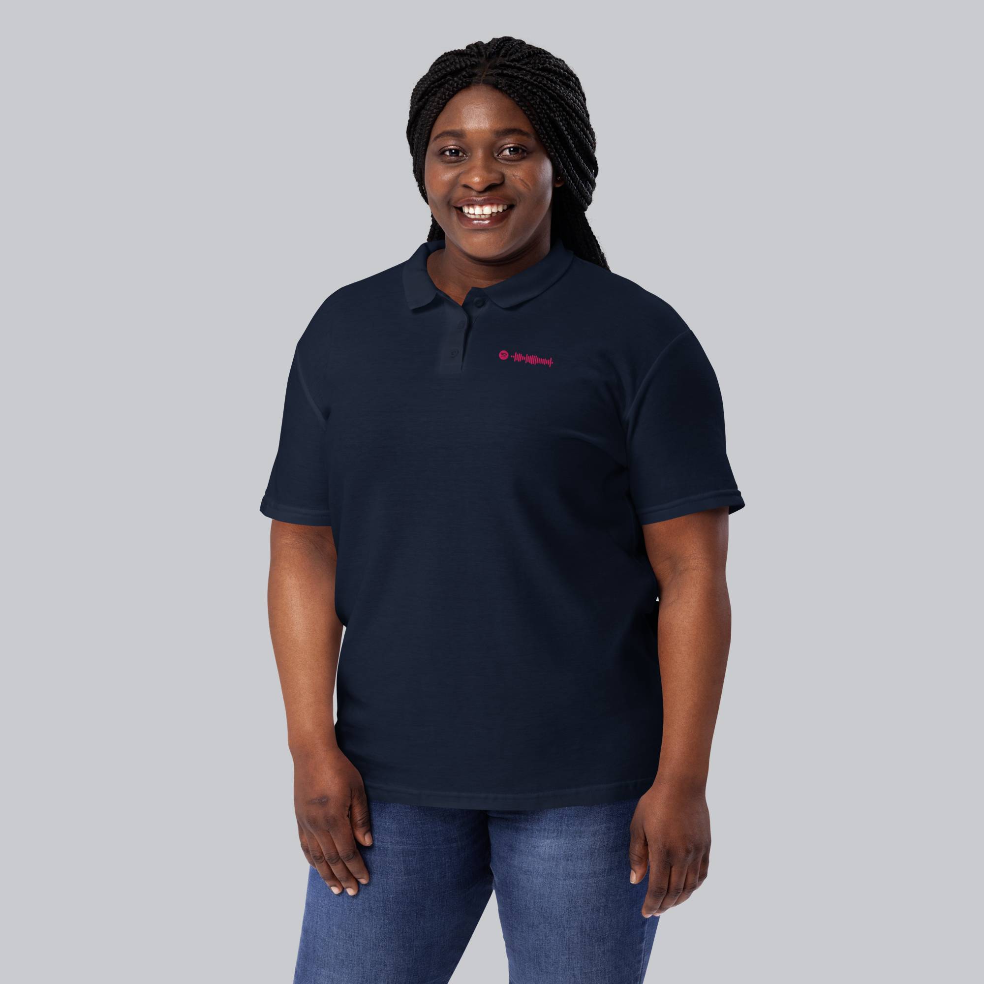 Navy Women Polo Tshirt with custom Music Code