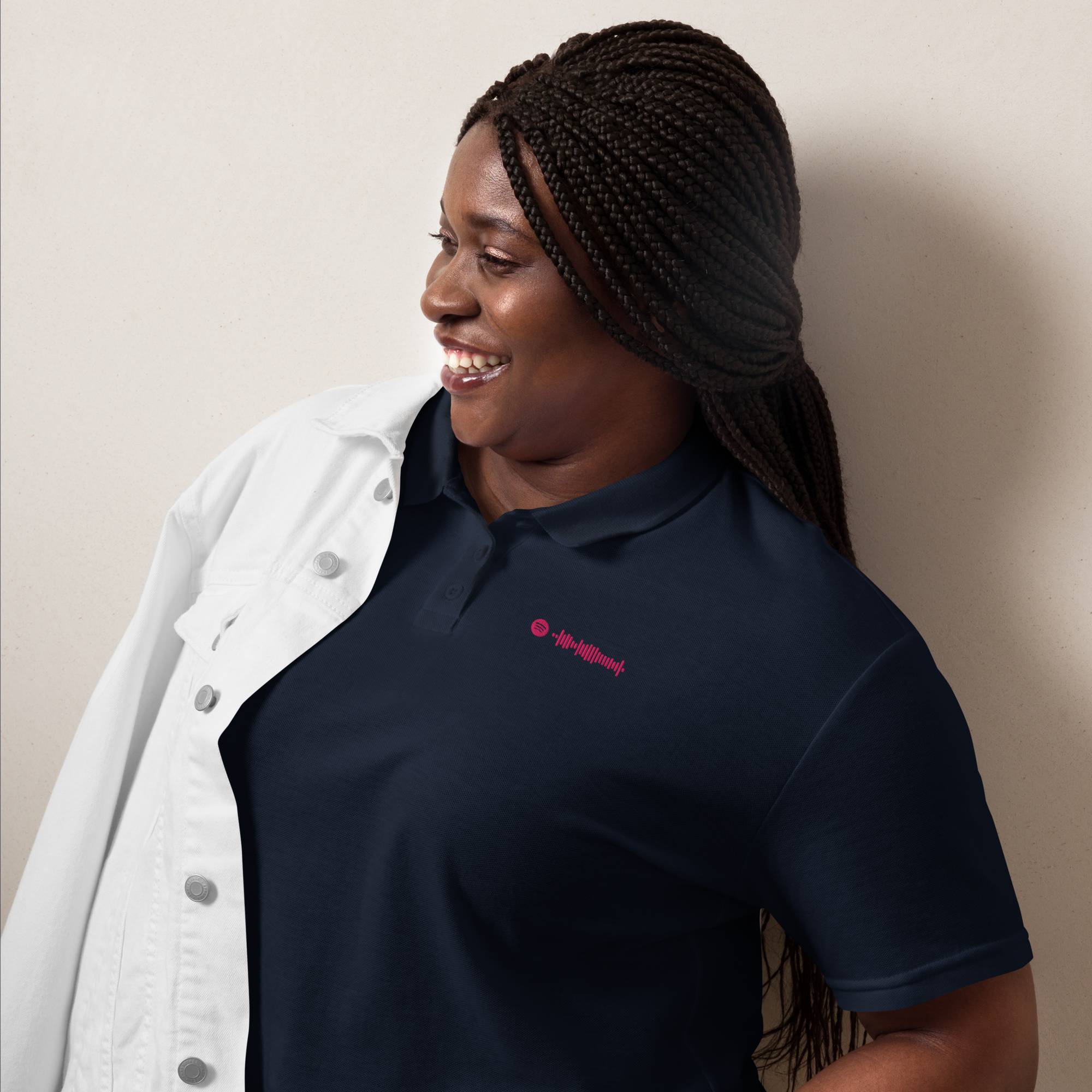 Navy Women Polo Tshirt with custom Music Code
