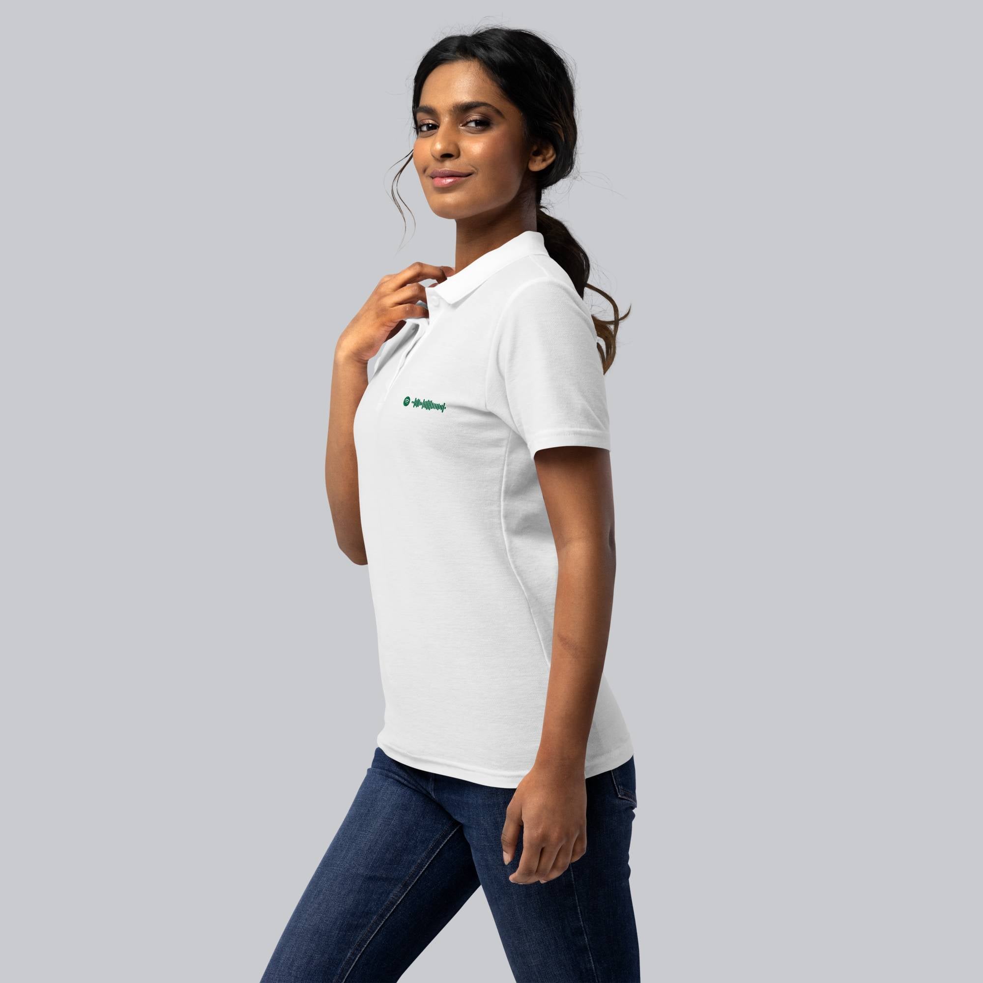White Women Polo Tshirt with custom Music Code