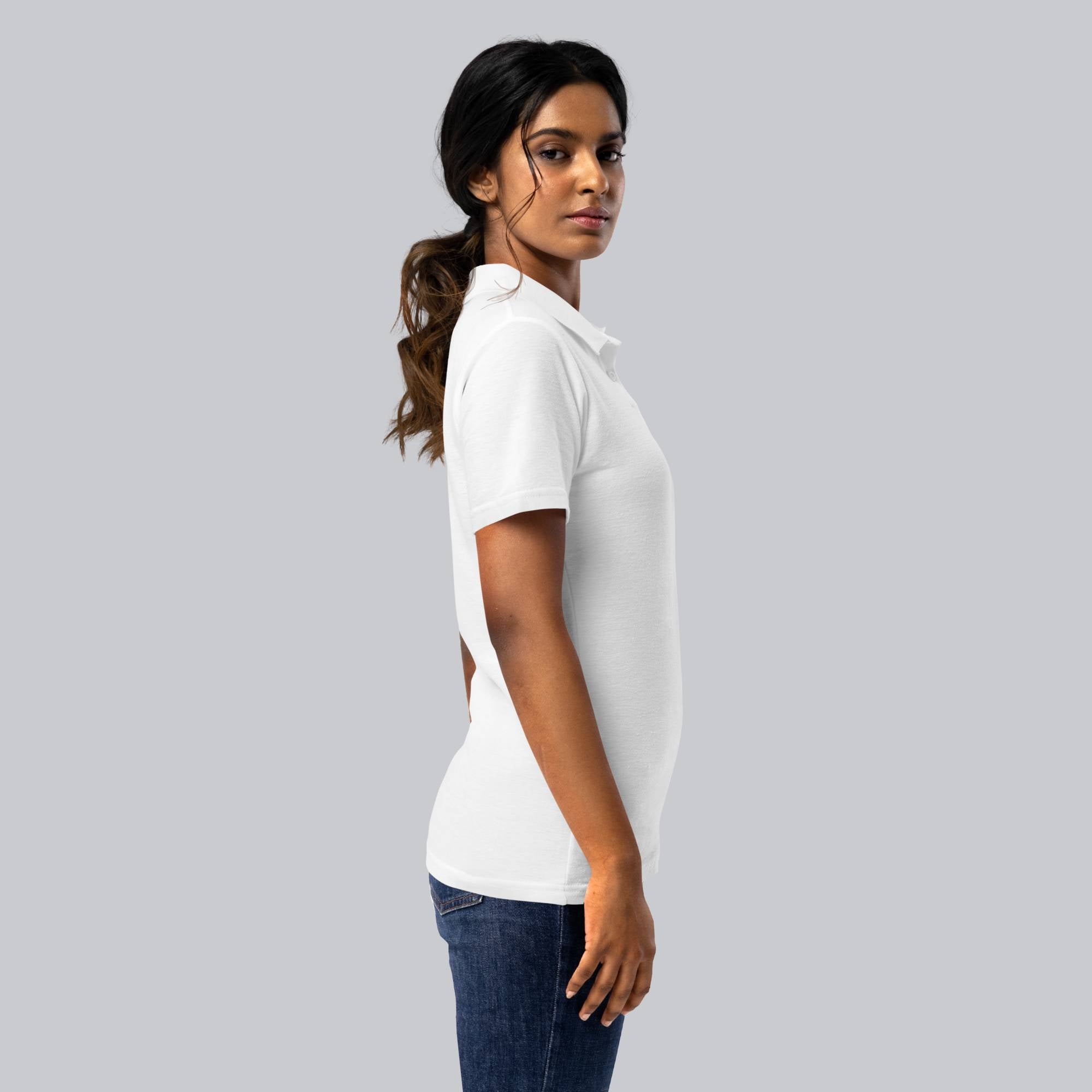 White Women Polo Tshirt with custom Music Code