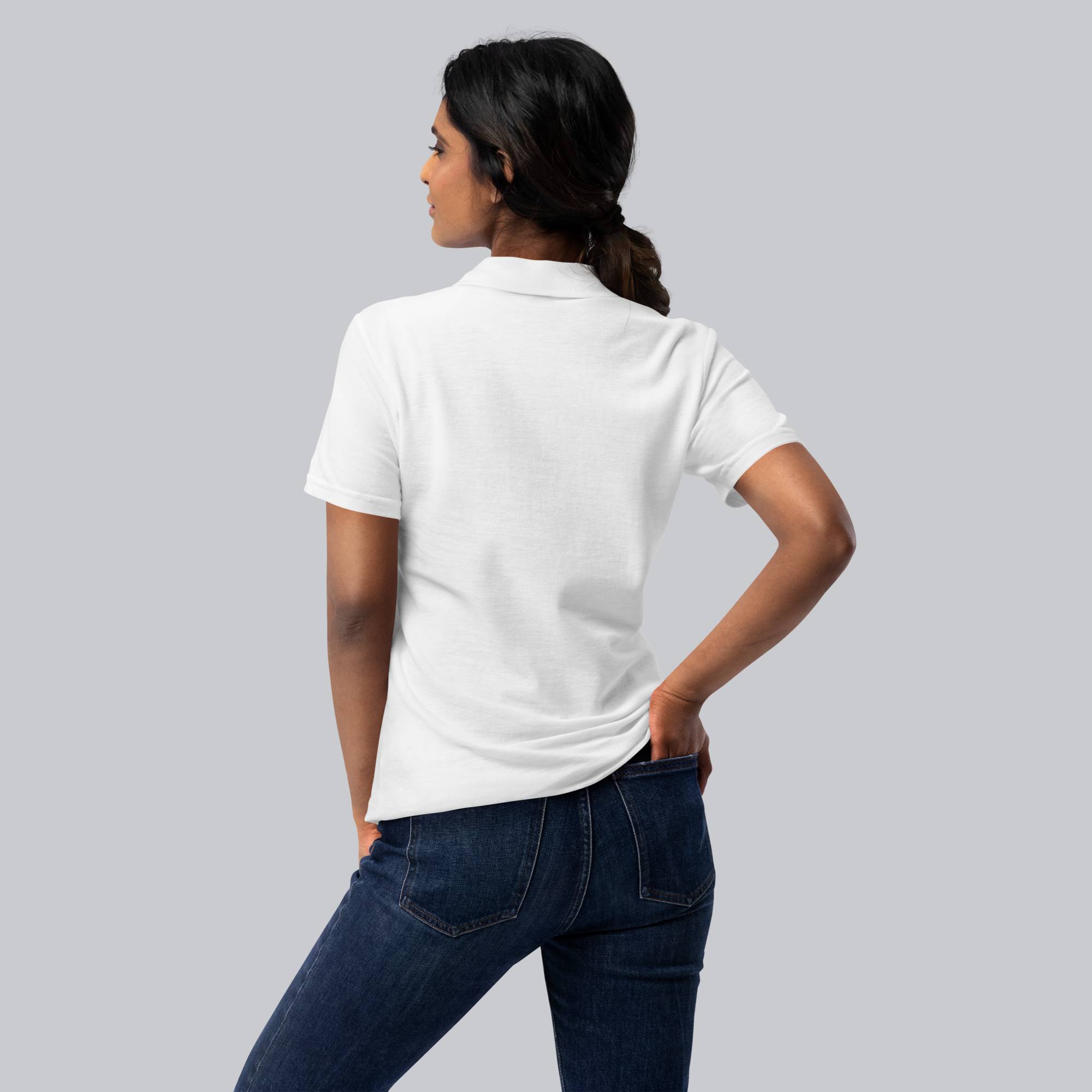 White Women Polo Tshirt with custom Music Code