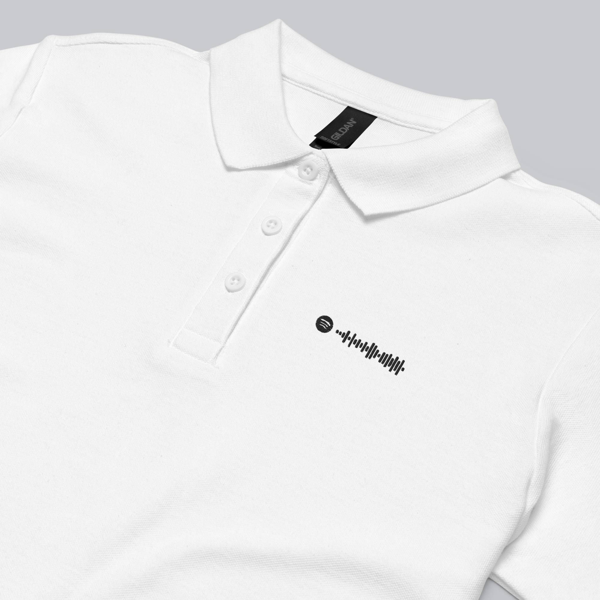 White Women Polo Tshirt with custom Music Code