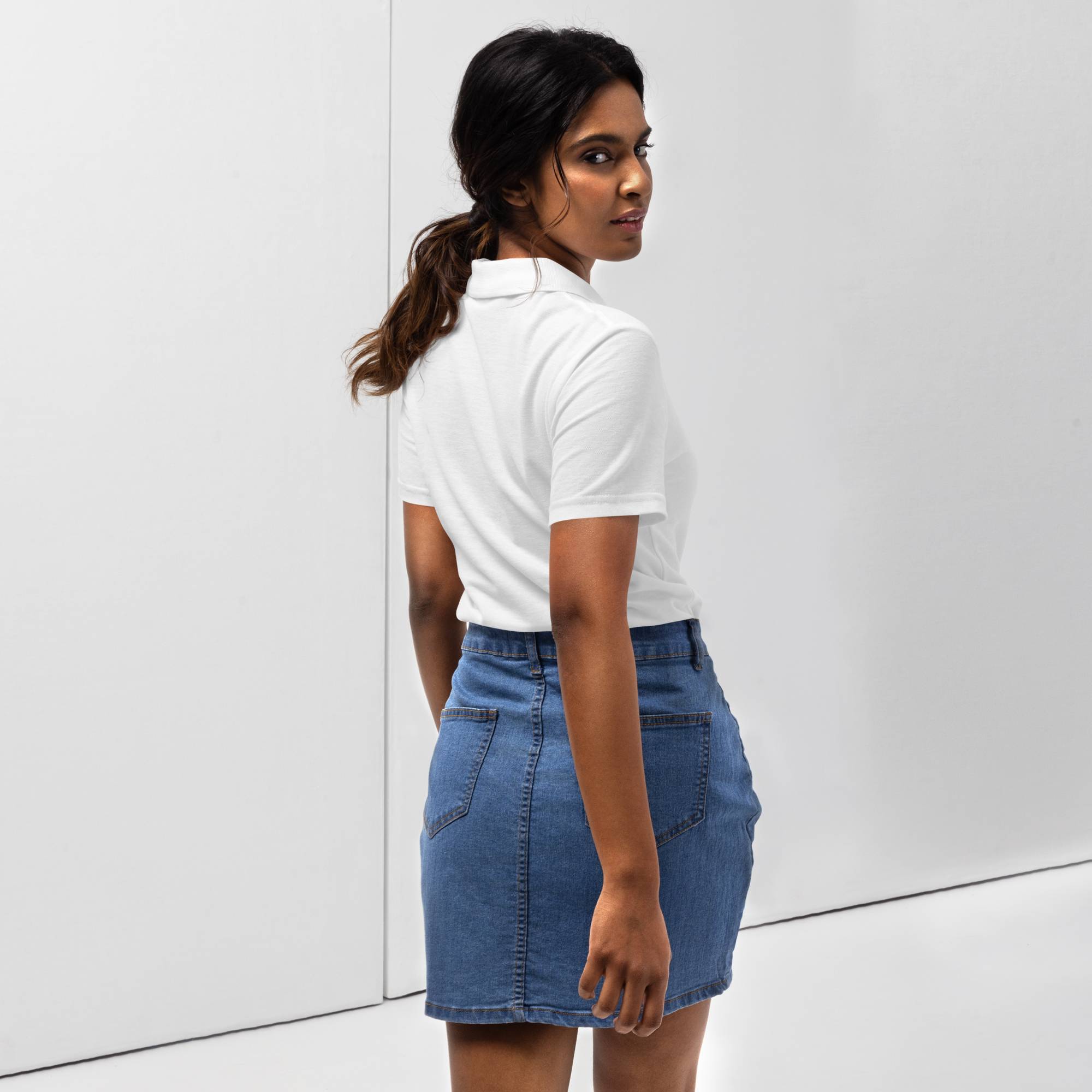 White Women Polo Tshirt with custom Music Code