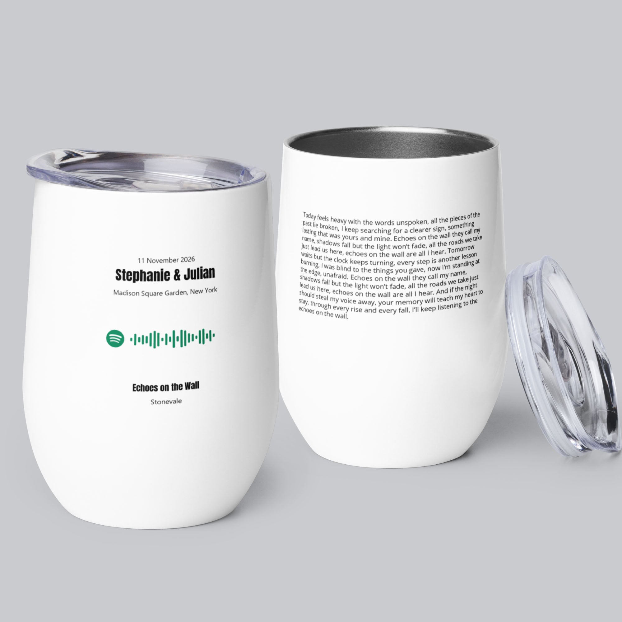 Wine Tumbler with custom Music Code of your song