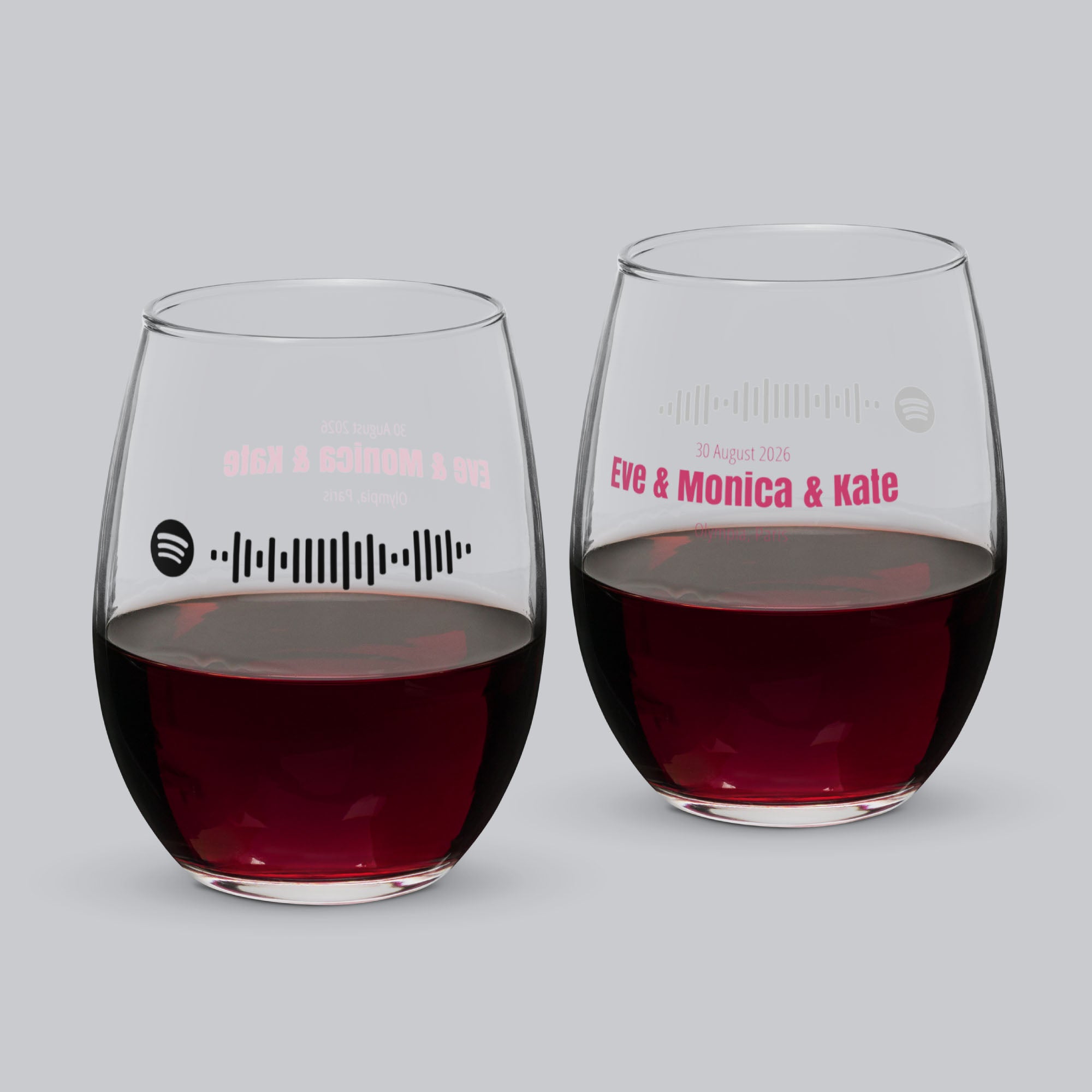 Stemless Wine Glass with custom Music Code