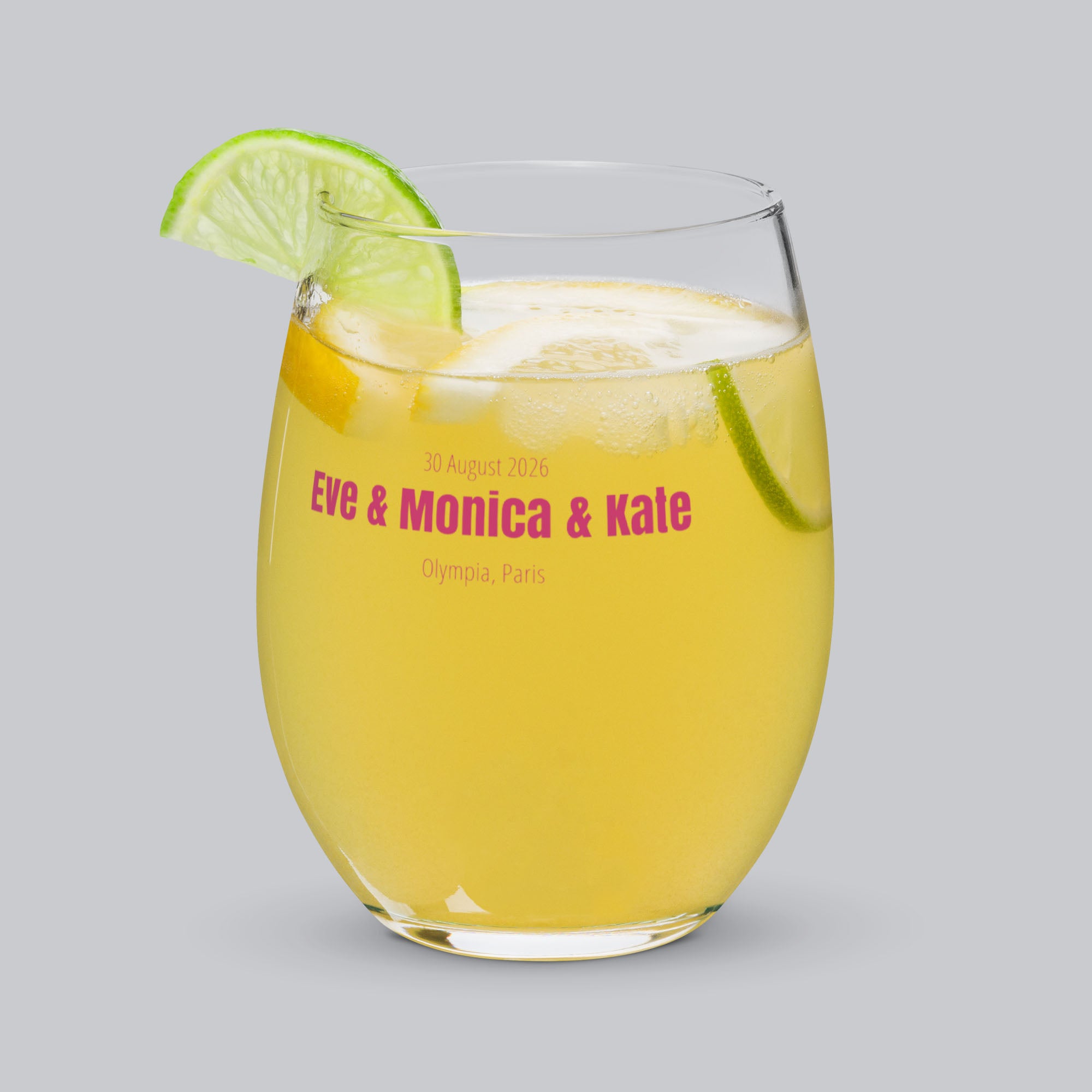 Stemless Wine Glass with custom Music Code