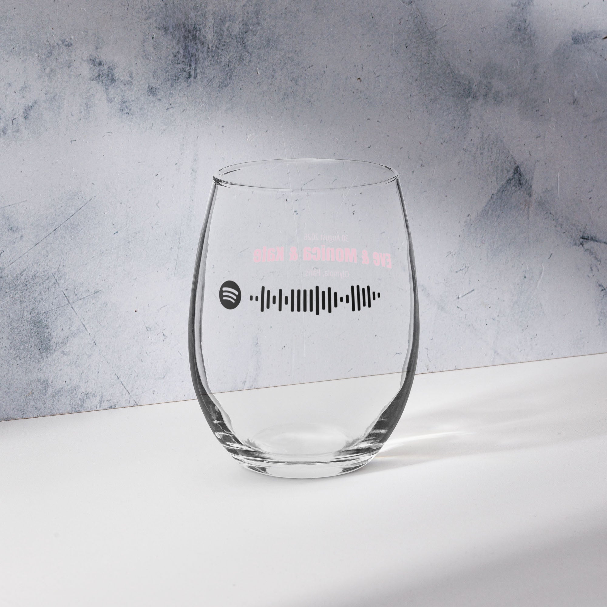 Stemless Wine Glass with custom Music Code