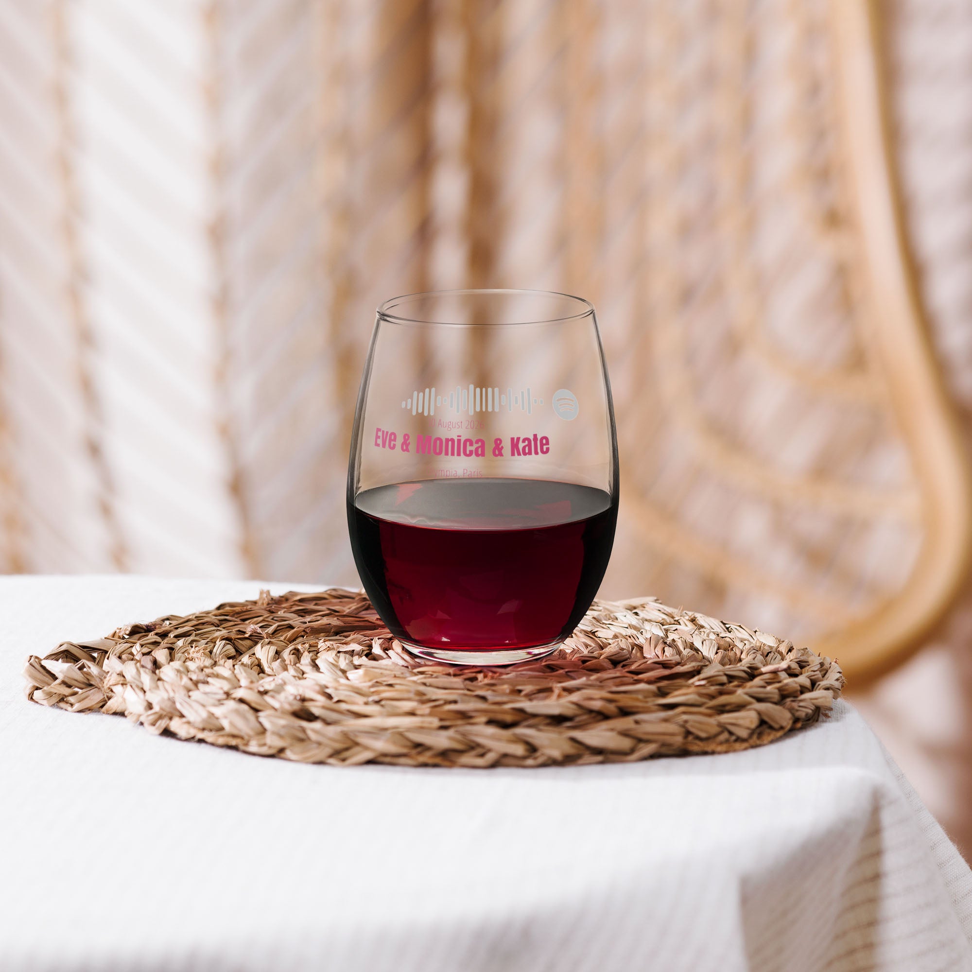 Stemless Wine Glass with custom Music Code