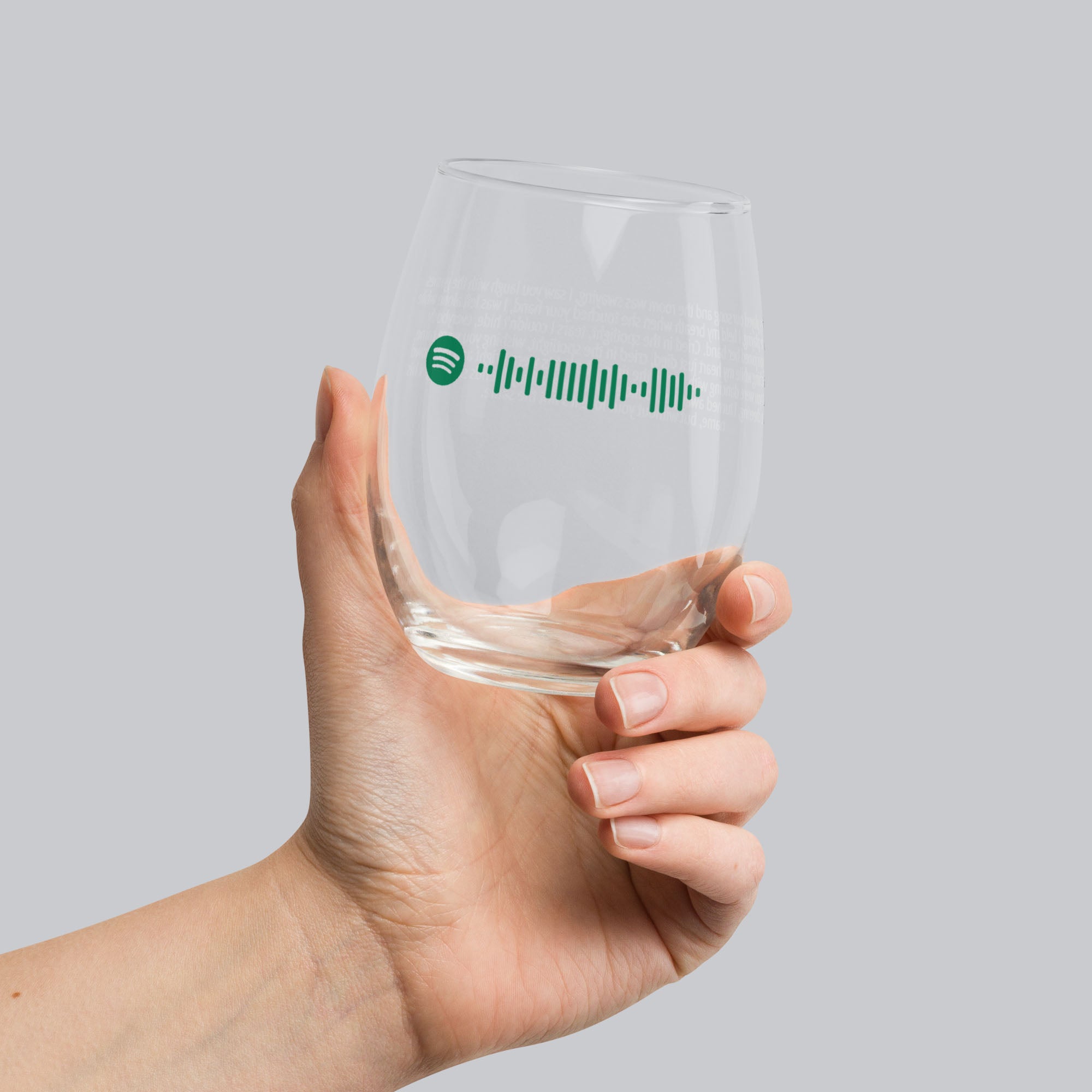 Stemless Wine Glass with custom Music Code