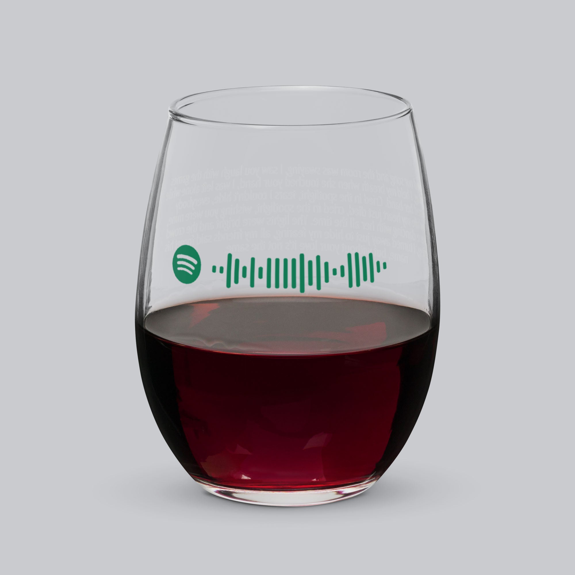 Stemless Wine Glass with custom Music Code