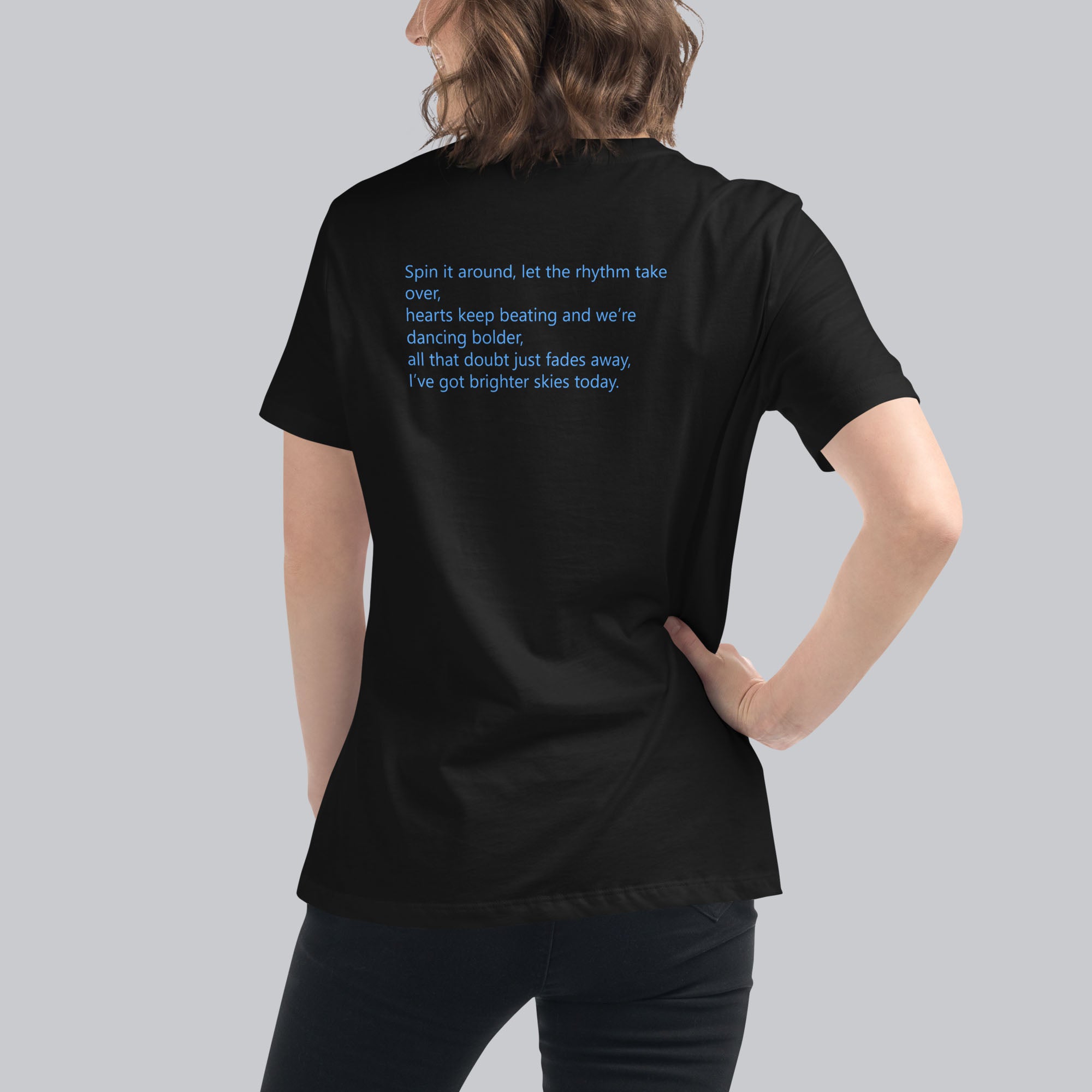 Black Women's tshirt with printed custom music code and custom text