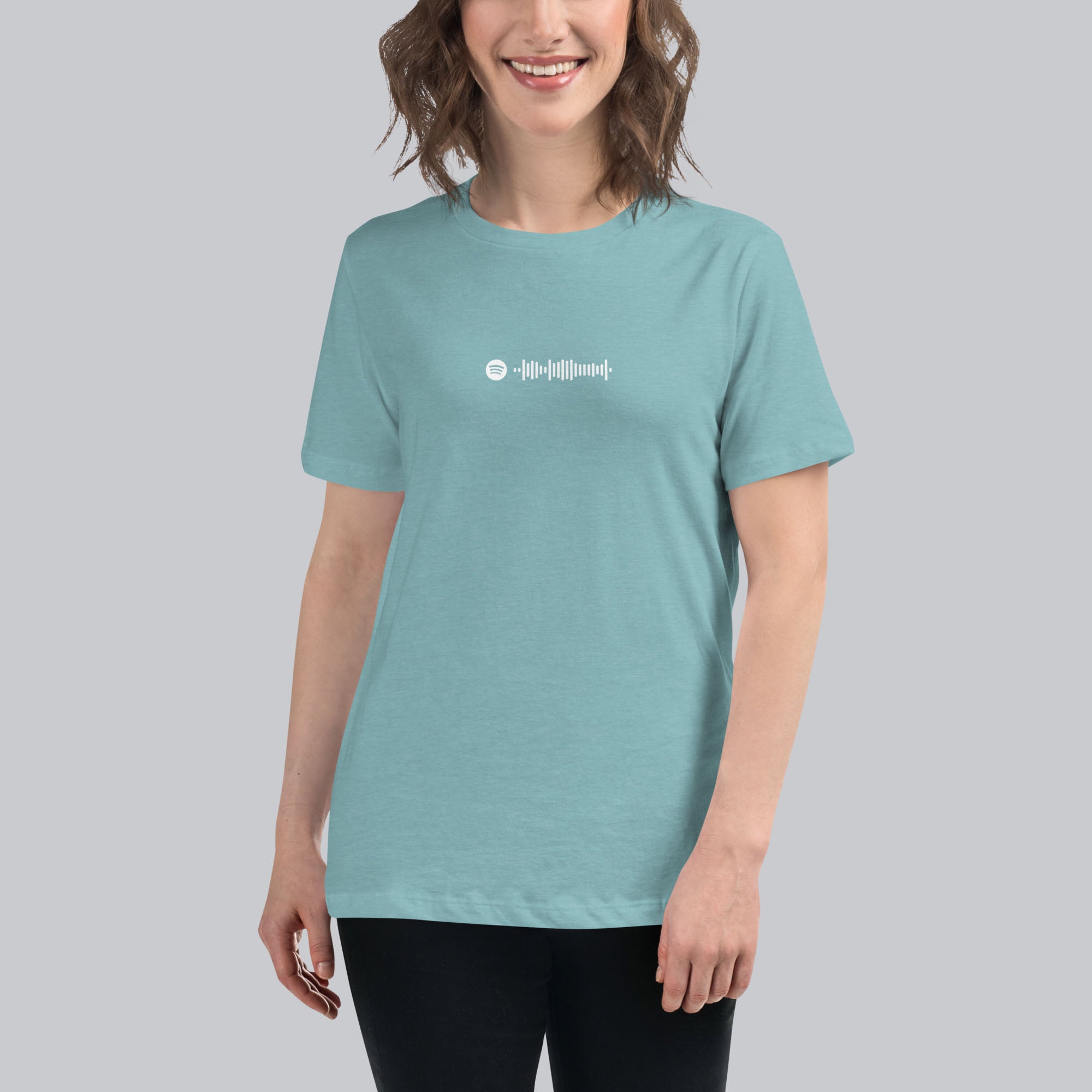 Blue lagoon Women's tshirt with printed custom music code and custom text