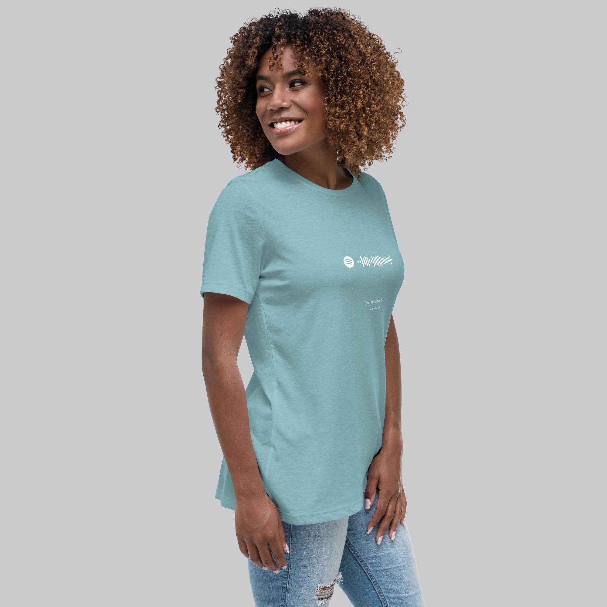 Blue lagoon Women's tshirt with printed custom music code and custom text