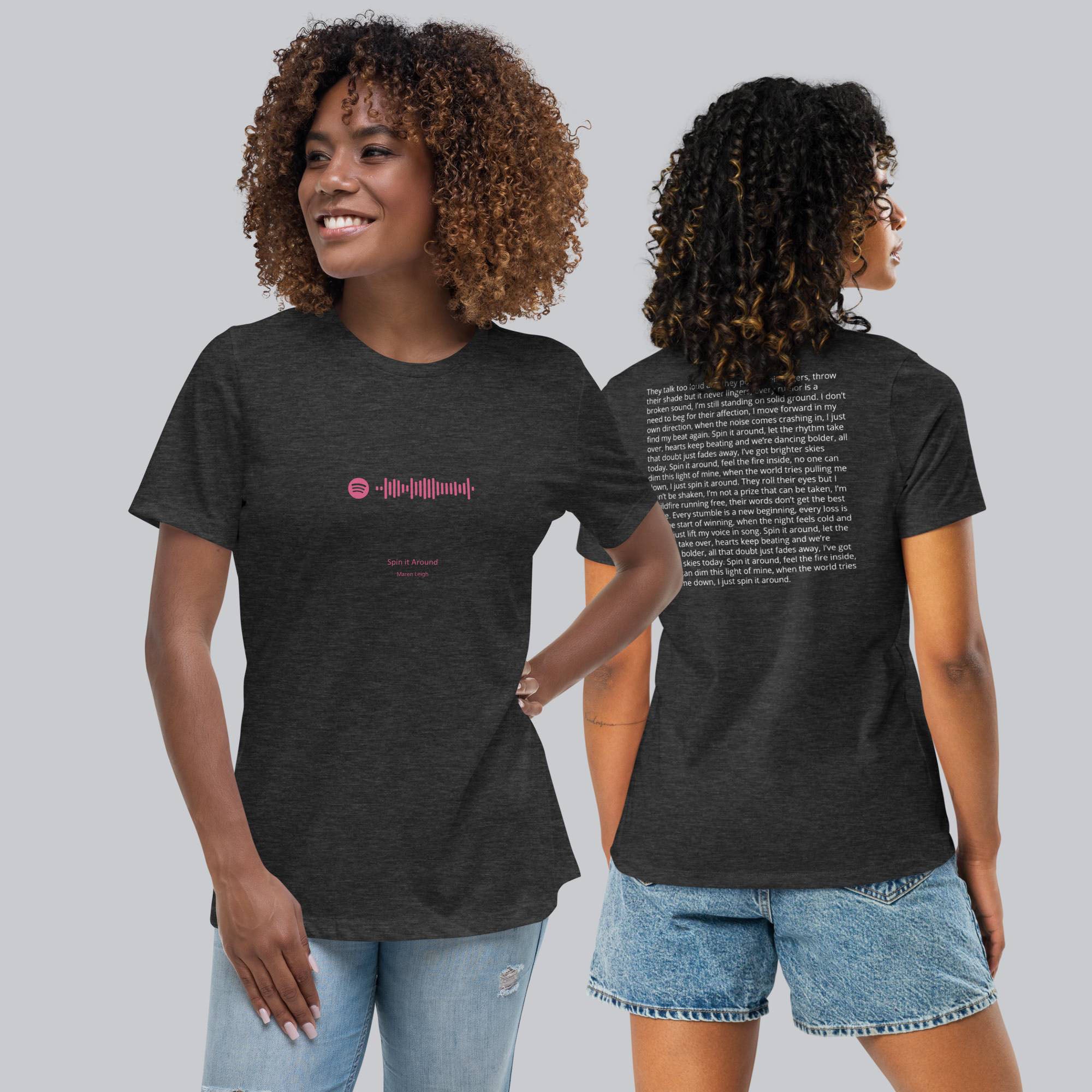 Dark grey Women's tshirt with printed custom music code and custom text