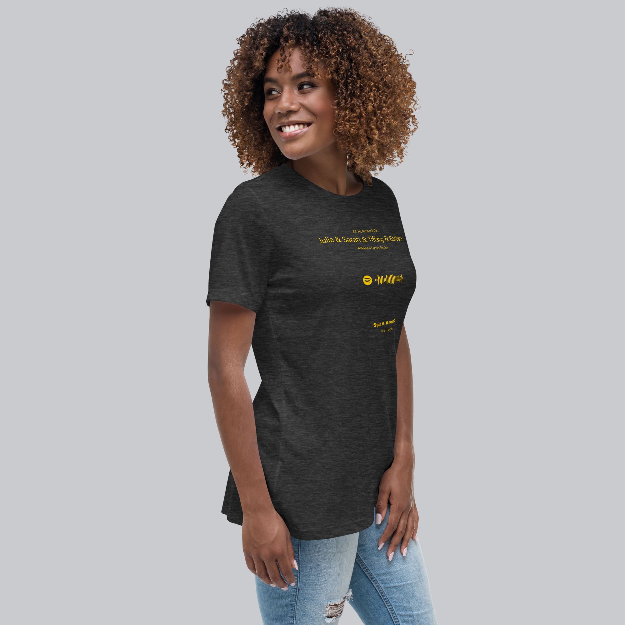 Dark grey Women's tshirt with printed custom music code and custom text