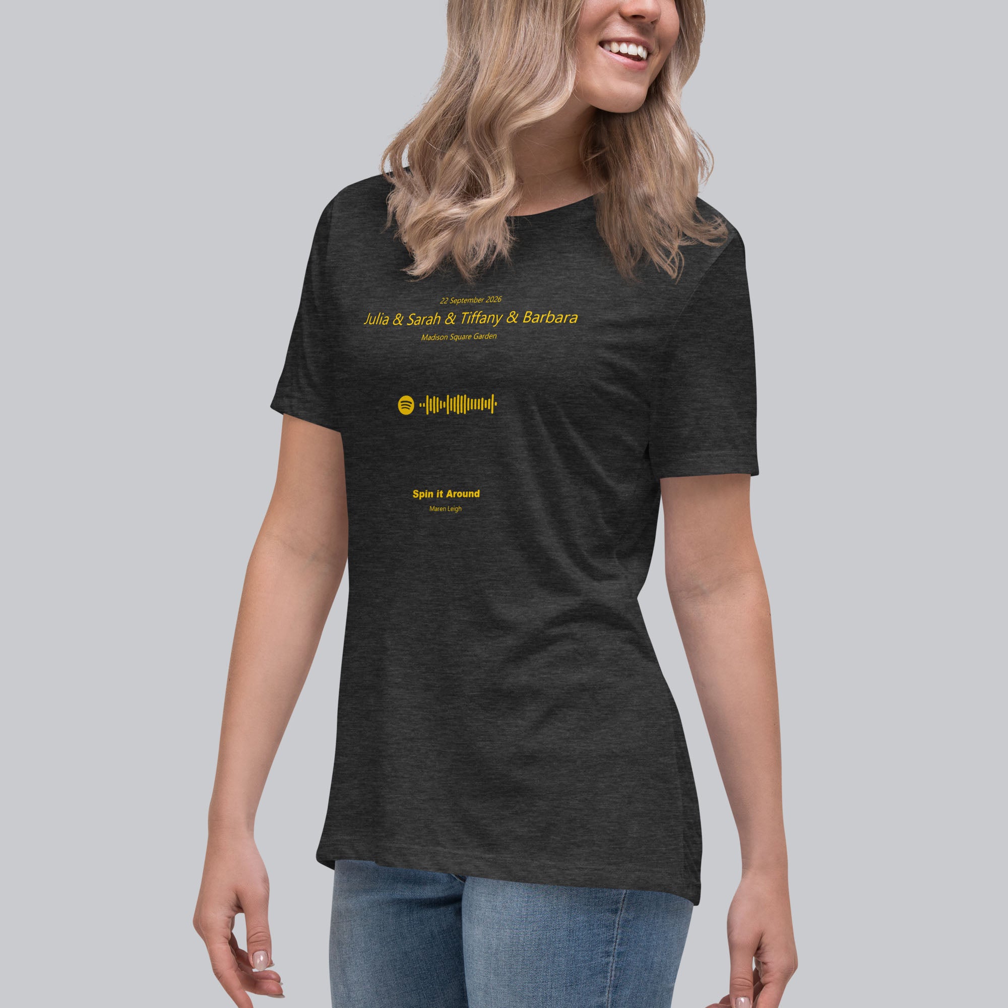 Dark grey Women's tshirt with printed custom music code and custom text