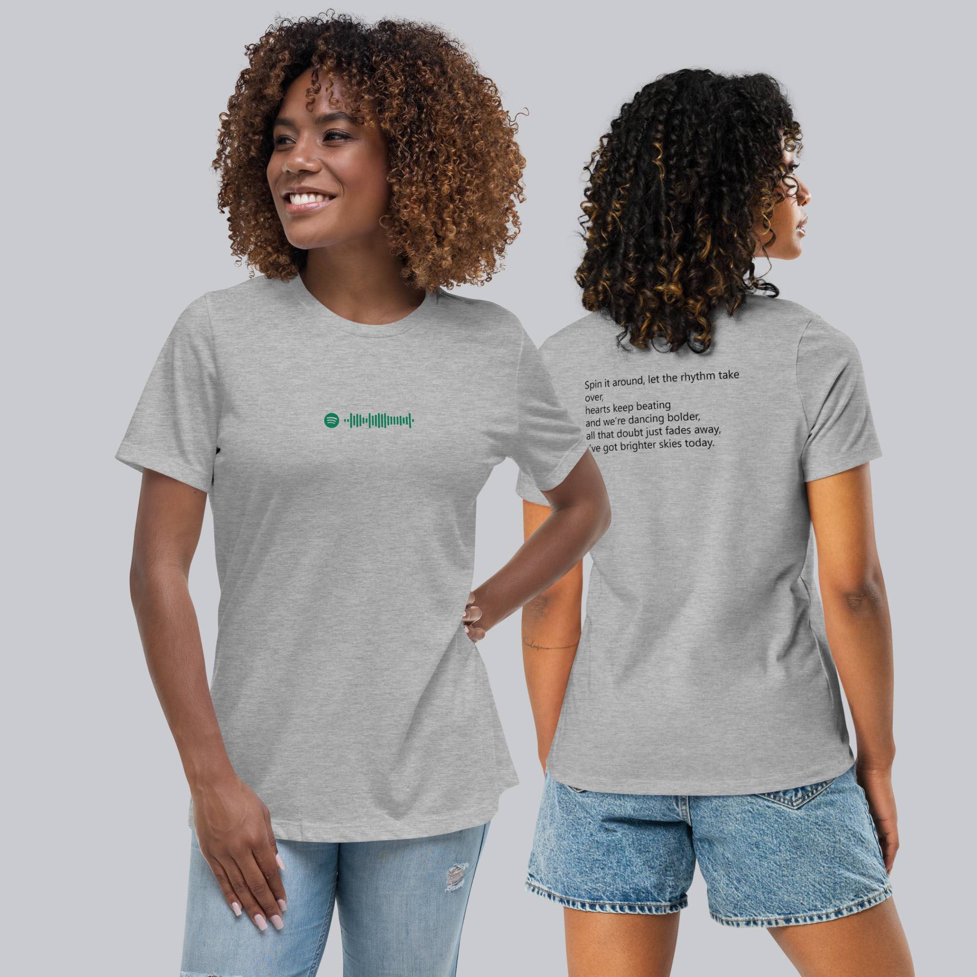Grey Women's tshirt with printed custom music code and custom text