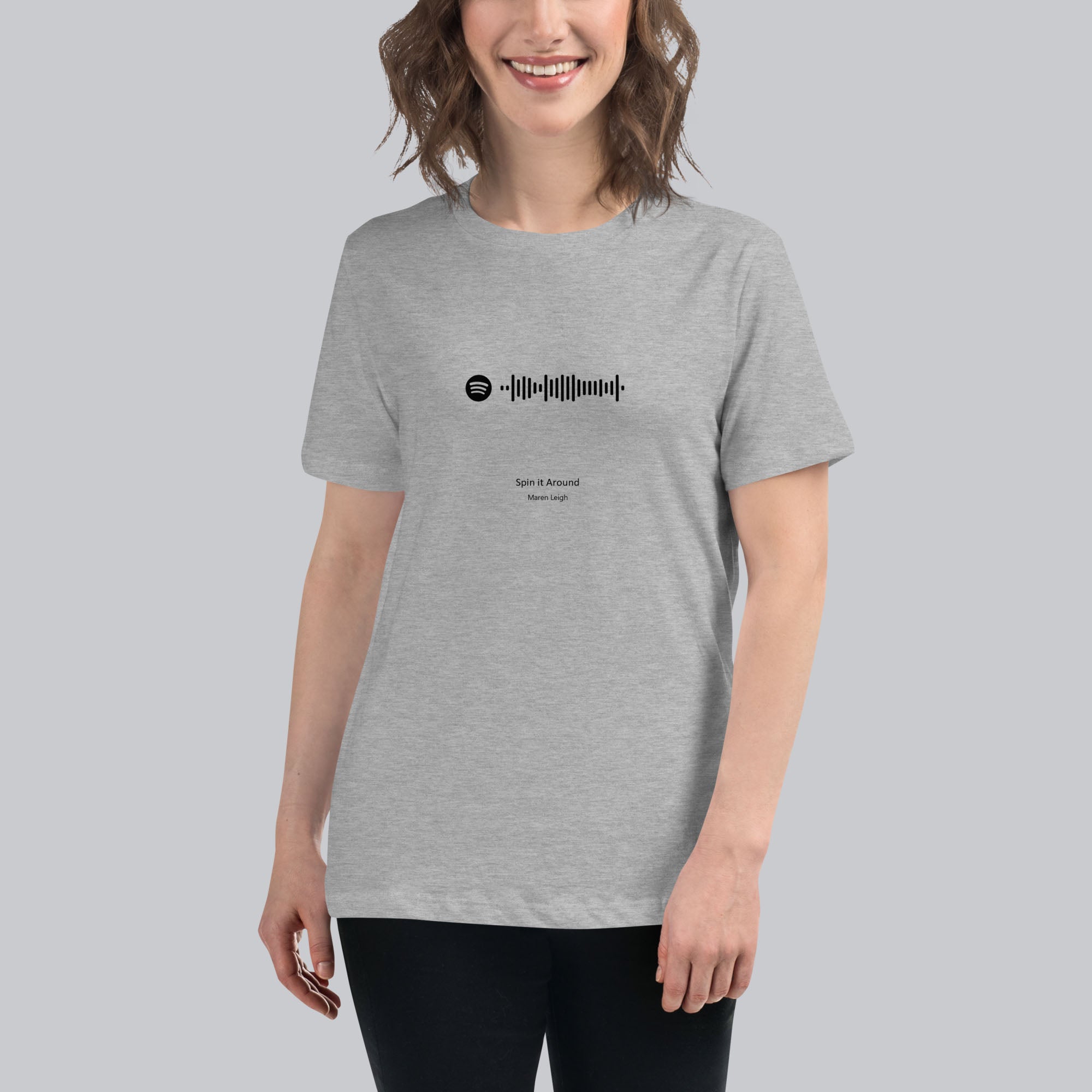 Grey Women's tshirt with printed custom music code and custom text