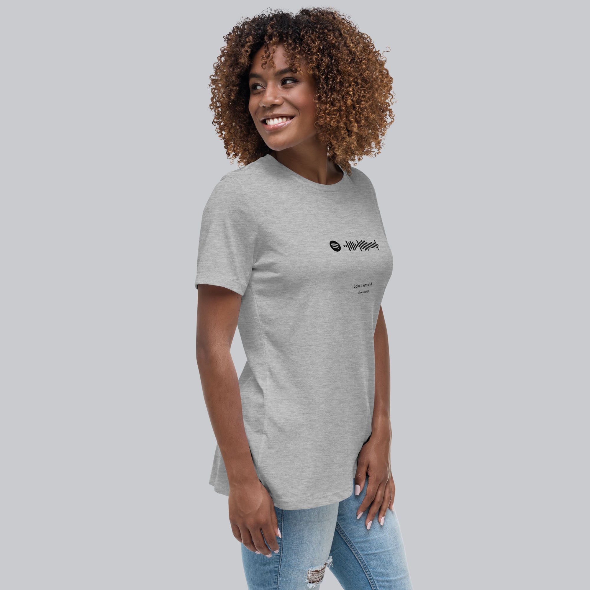 Grey Women's tshirt with printed custom music code and custom text