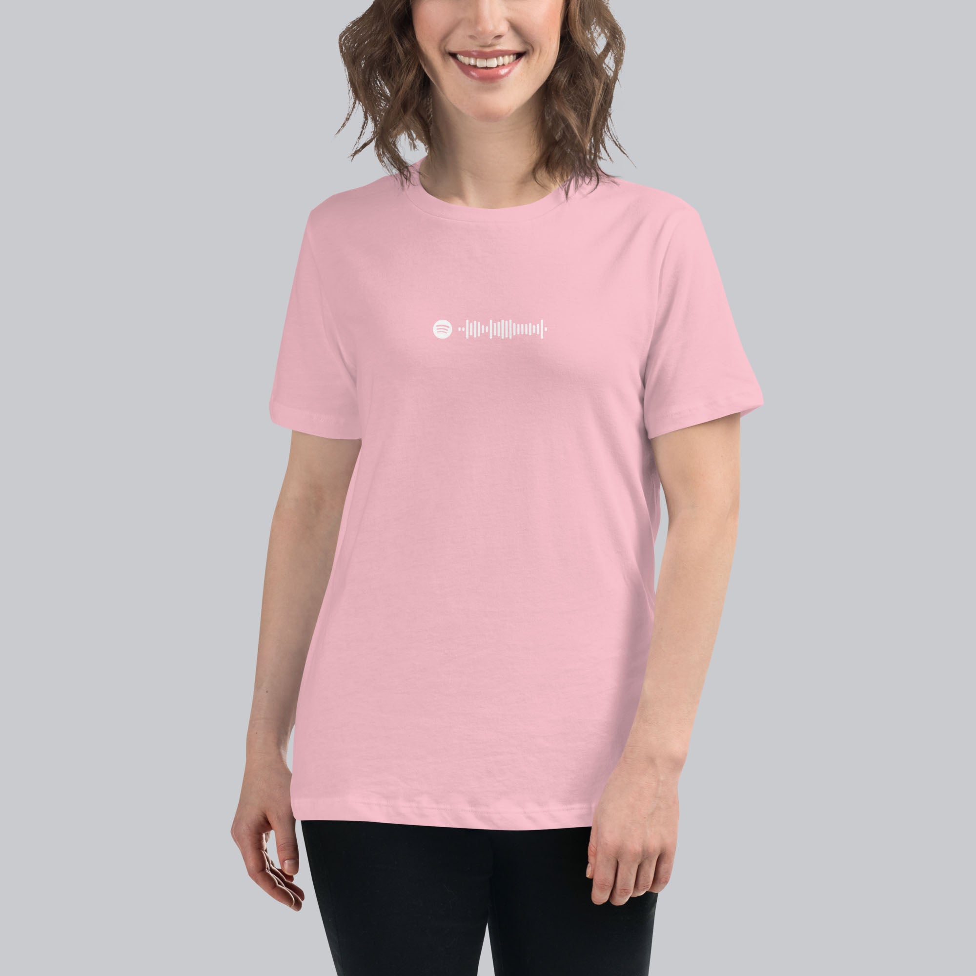 Light pink Women's tshirt with printed custom music code and custom text