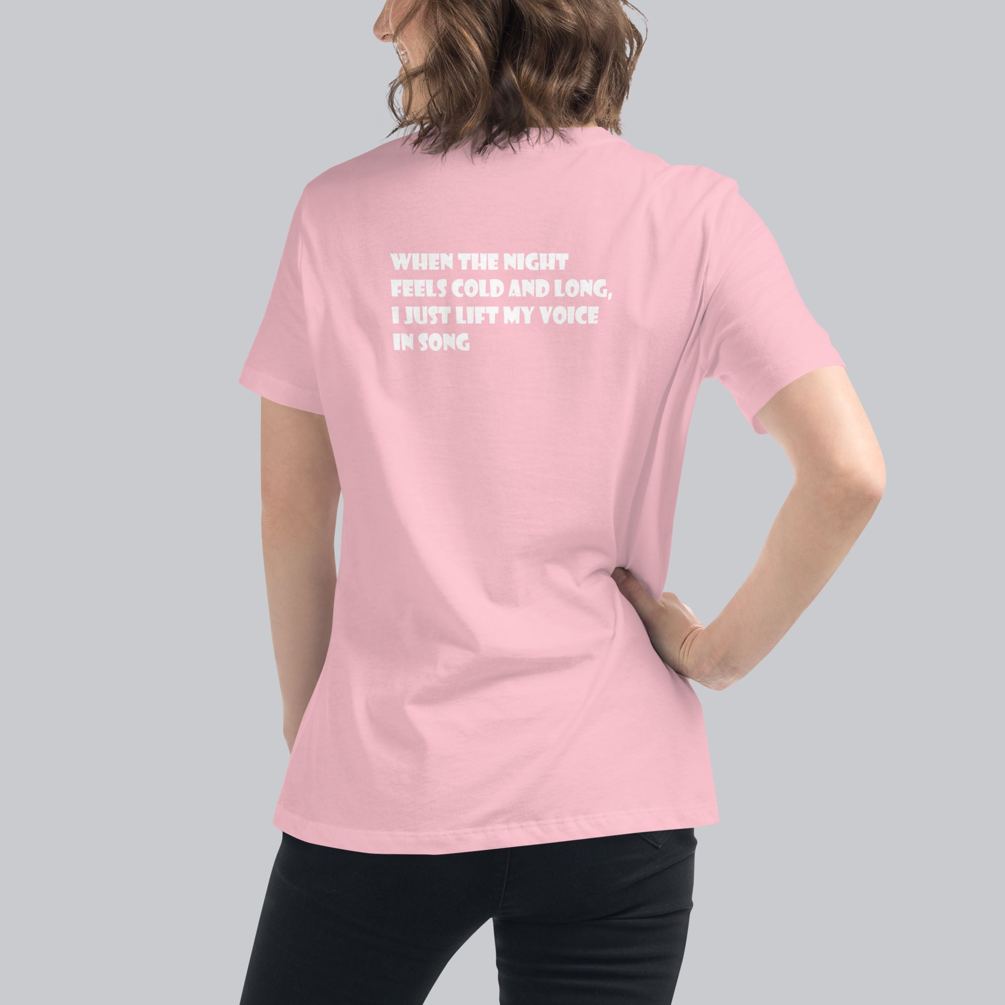 Light pink Women's tshirt with printed custom music code and custom text