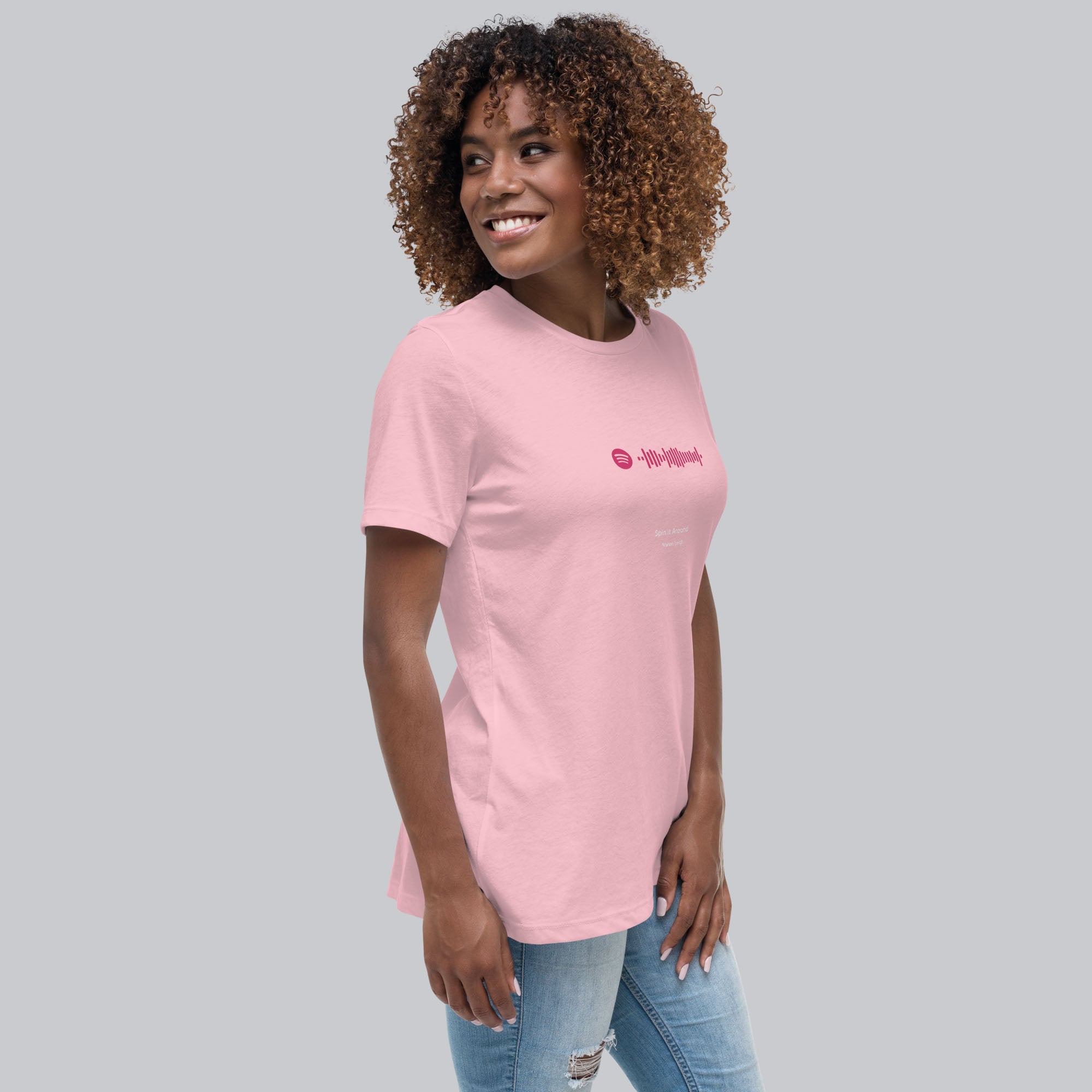Light pink Women's tshirt with printed custom music code and custom text