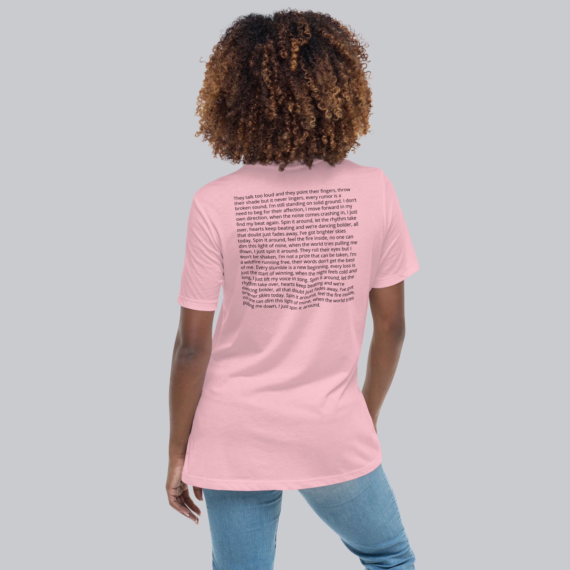 Light pink Women's tshirt with printed custom music code and custom text