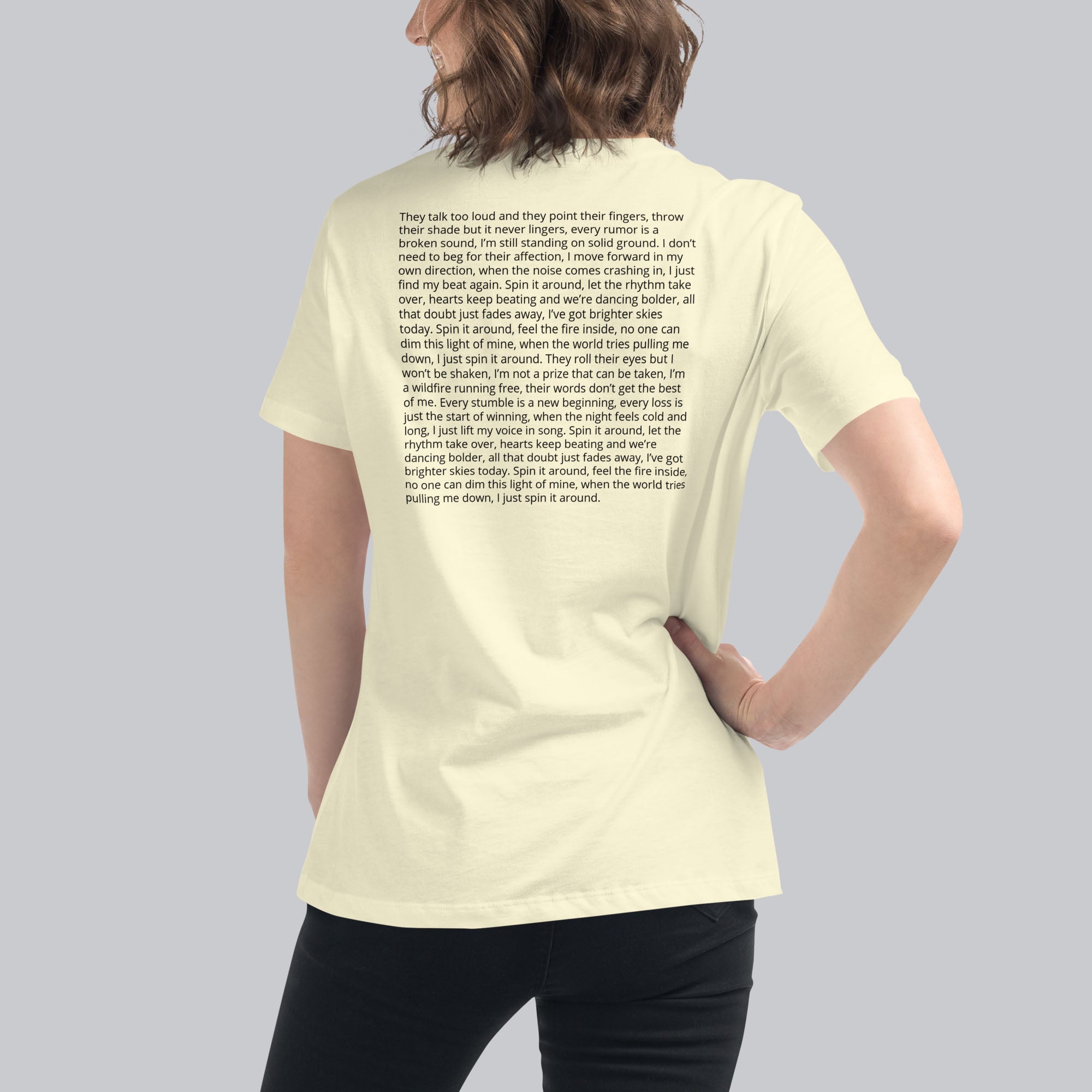 Light yellow Women's tshirt with printed custom music code and custom text