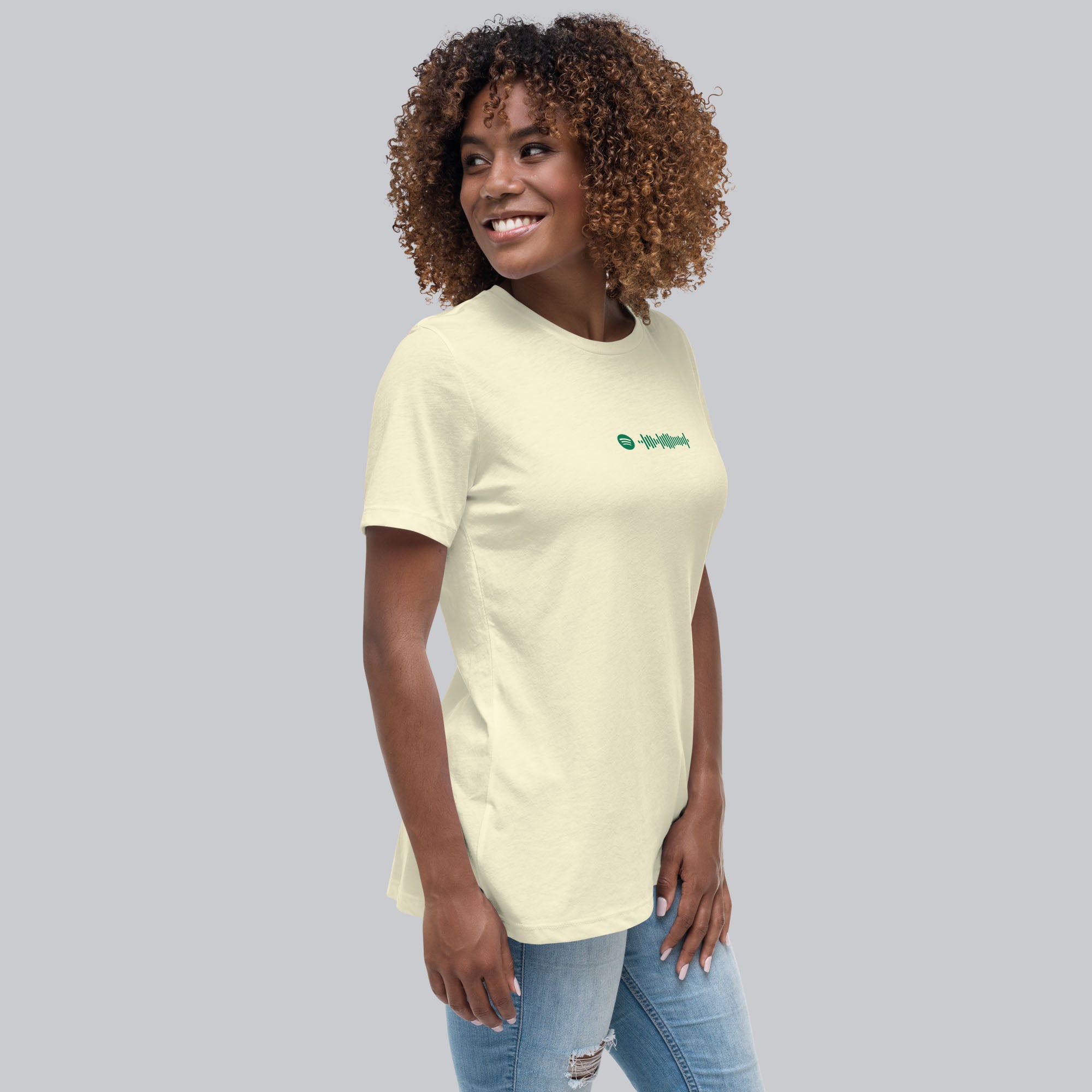 Light yellow Women's tshirt with printed custom music code and custom text
