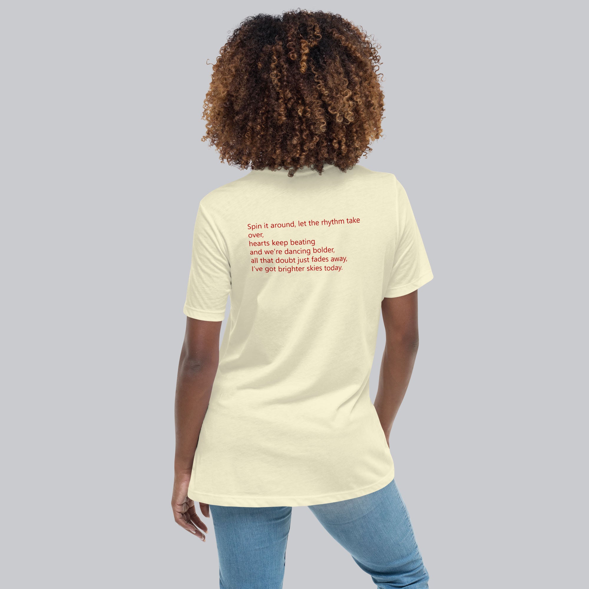 Light yellow Women's tshirt with printed custom music code and custom text