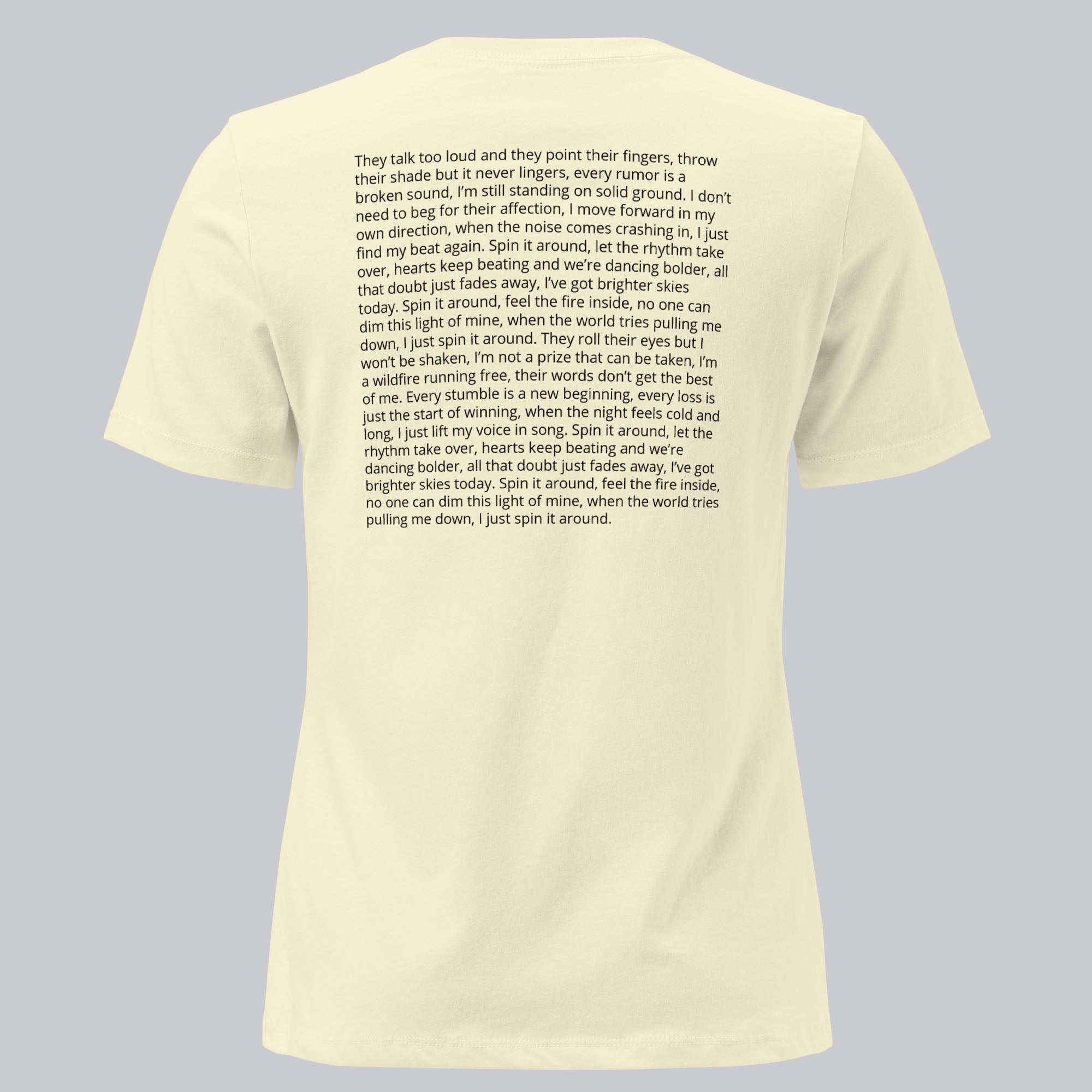 Light yellow Women's tshirt with printed custom music code and custom text