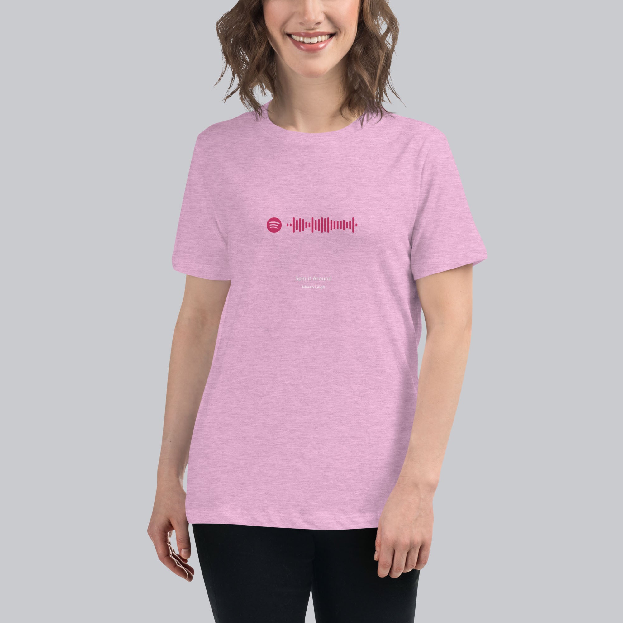 Lilac Women's tshirt with printed custom music code and custom text