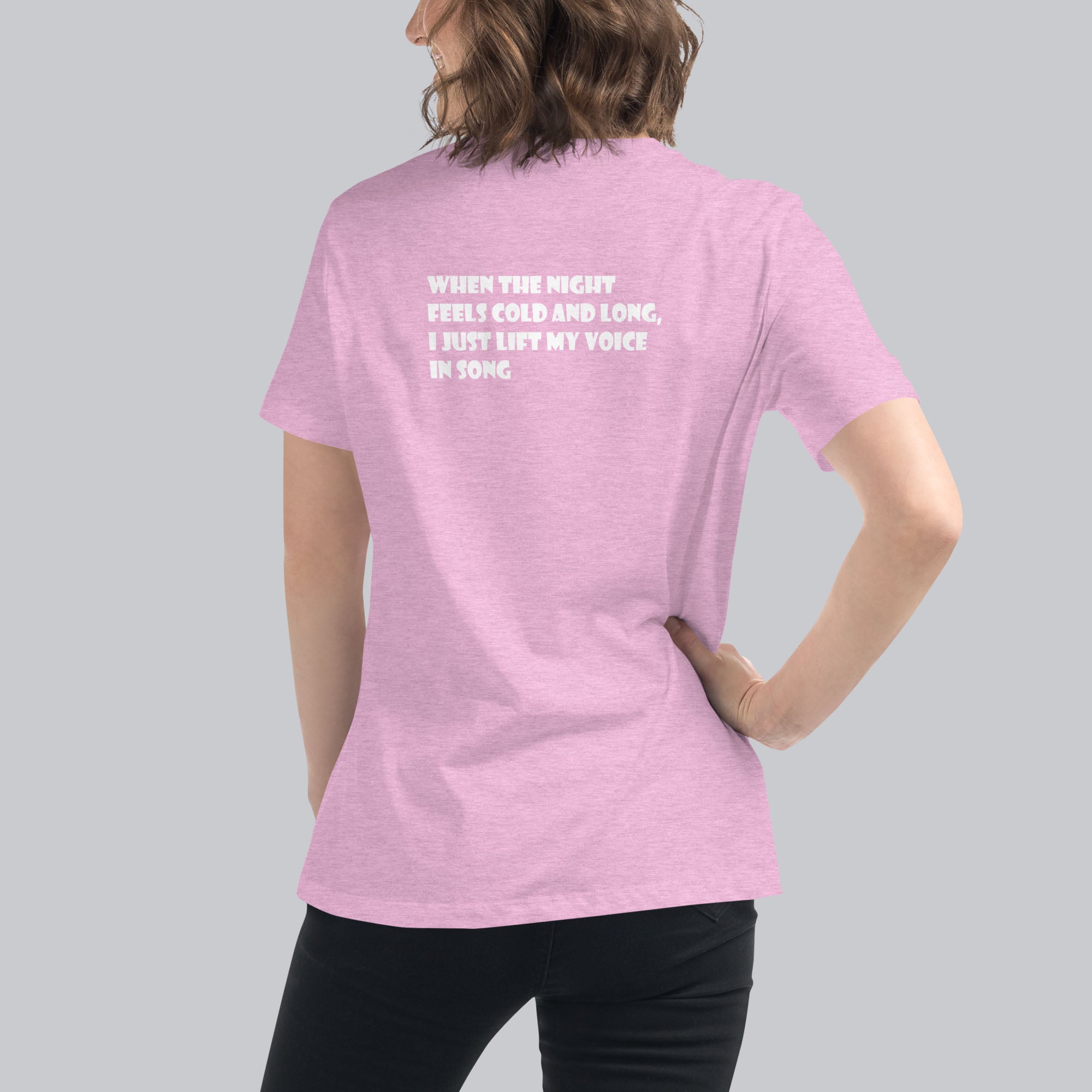 Lilac Women's tshirt with printed custom music code and custom text