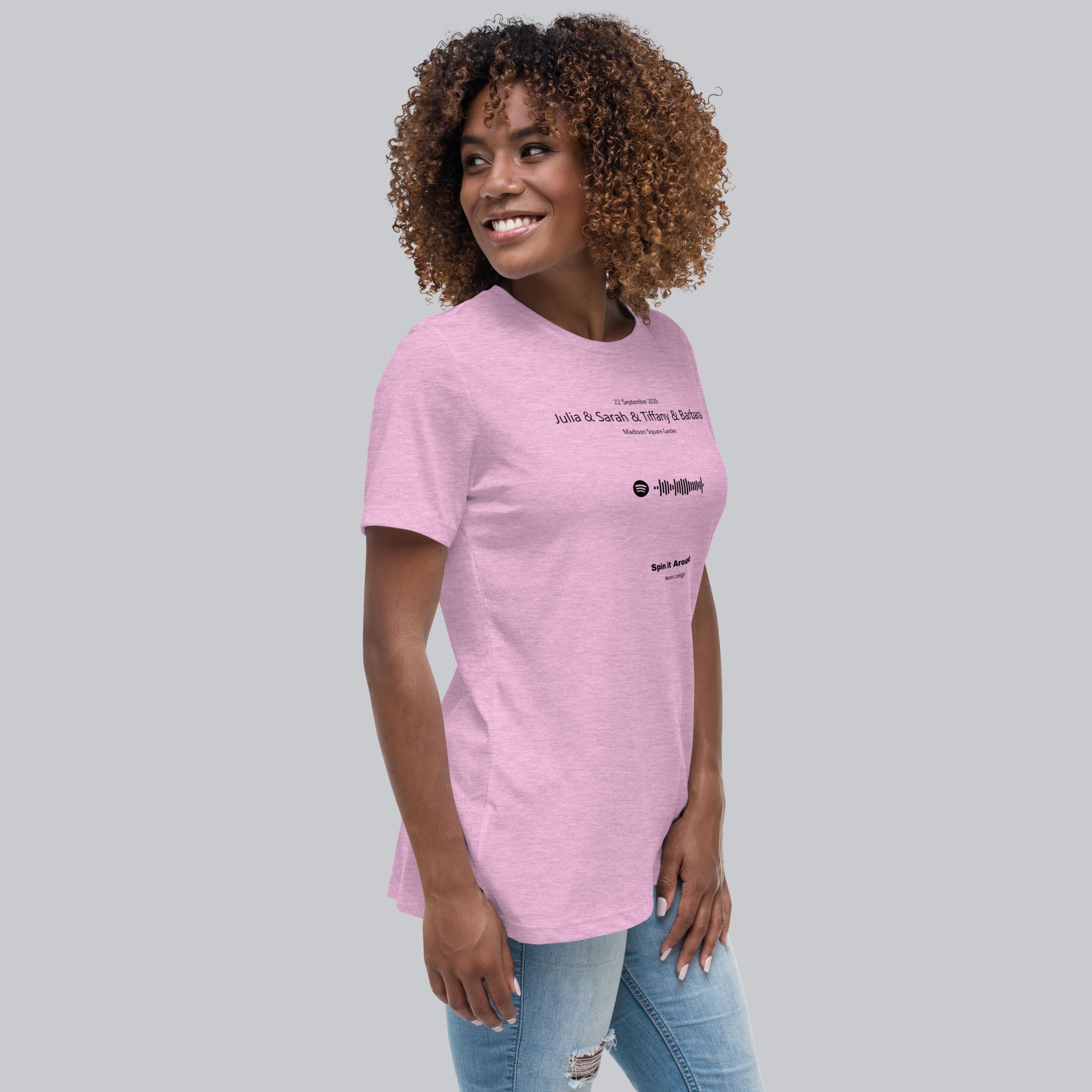 Lilac Women's tshirt with printed custom music code and custom text