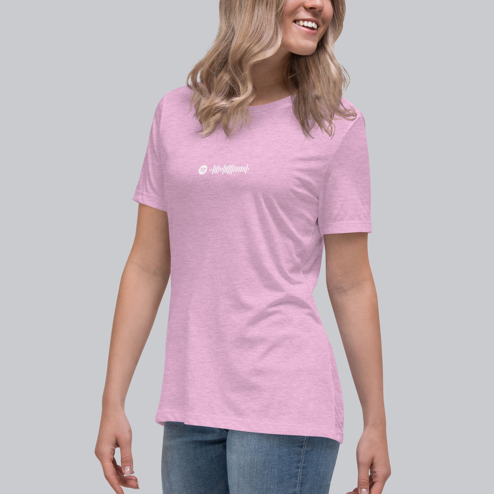 Lilac Women's tshirt with printed custom music code and custom text