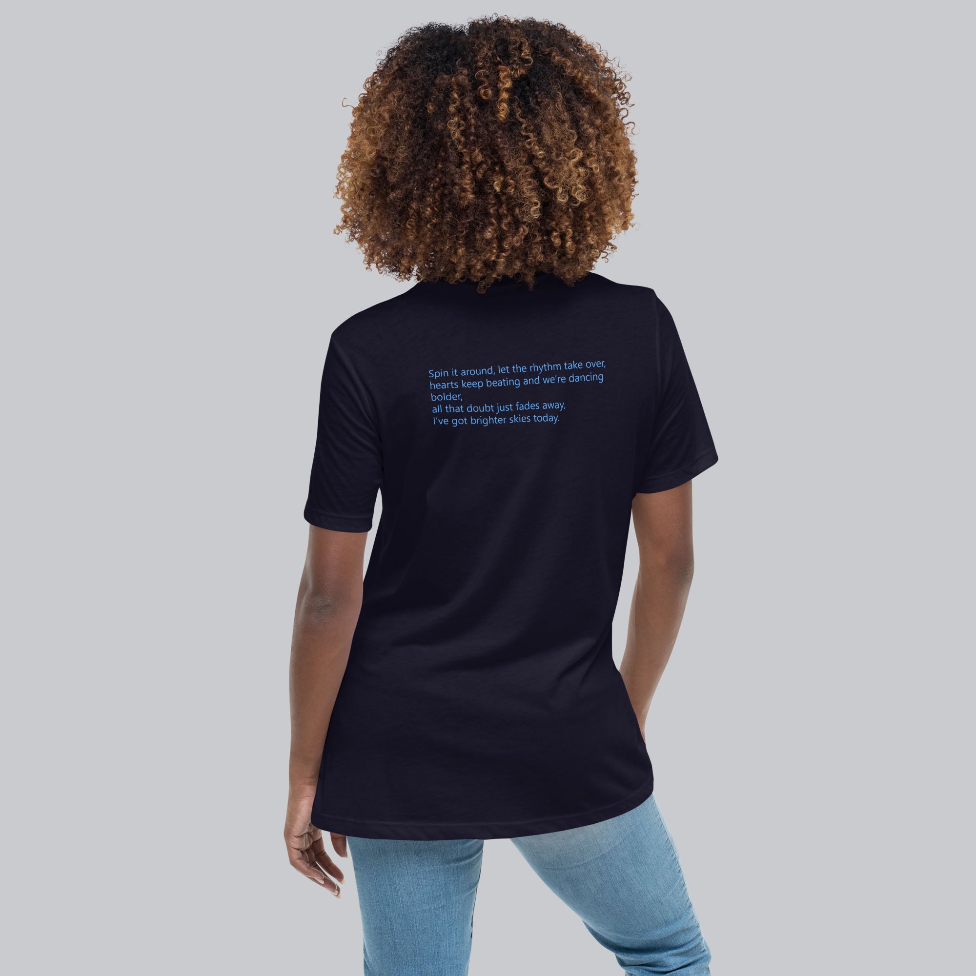 Navy Women's tshirt with printed custom music code and custom text