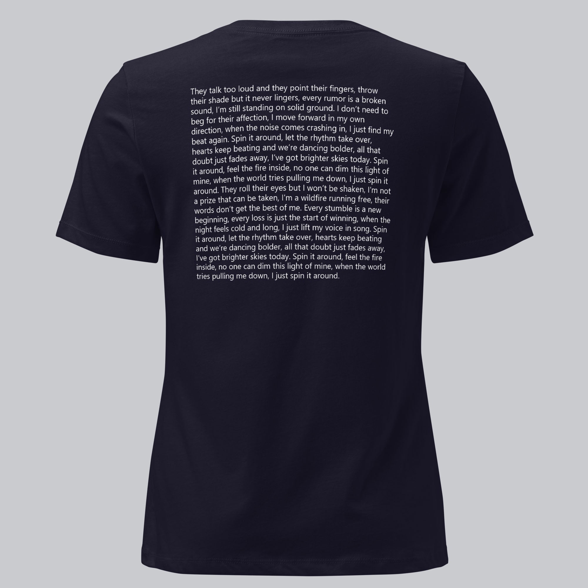 Navy Women's tshirt with printed custom music code and custom text