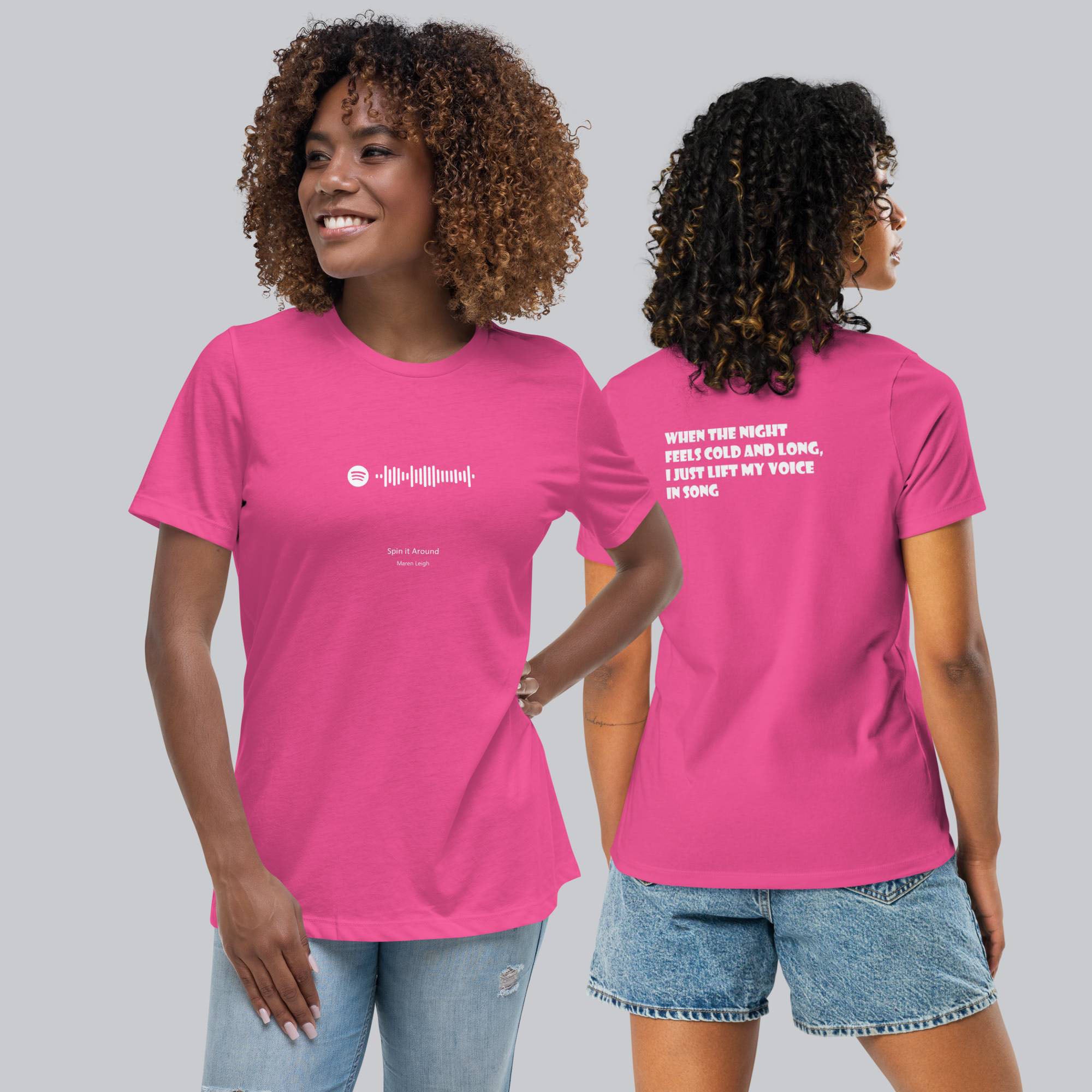 Pink berry Women's tshirt with printed custom music code and custom text