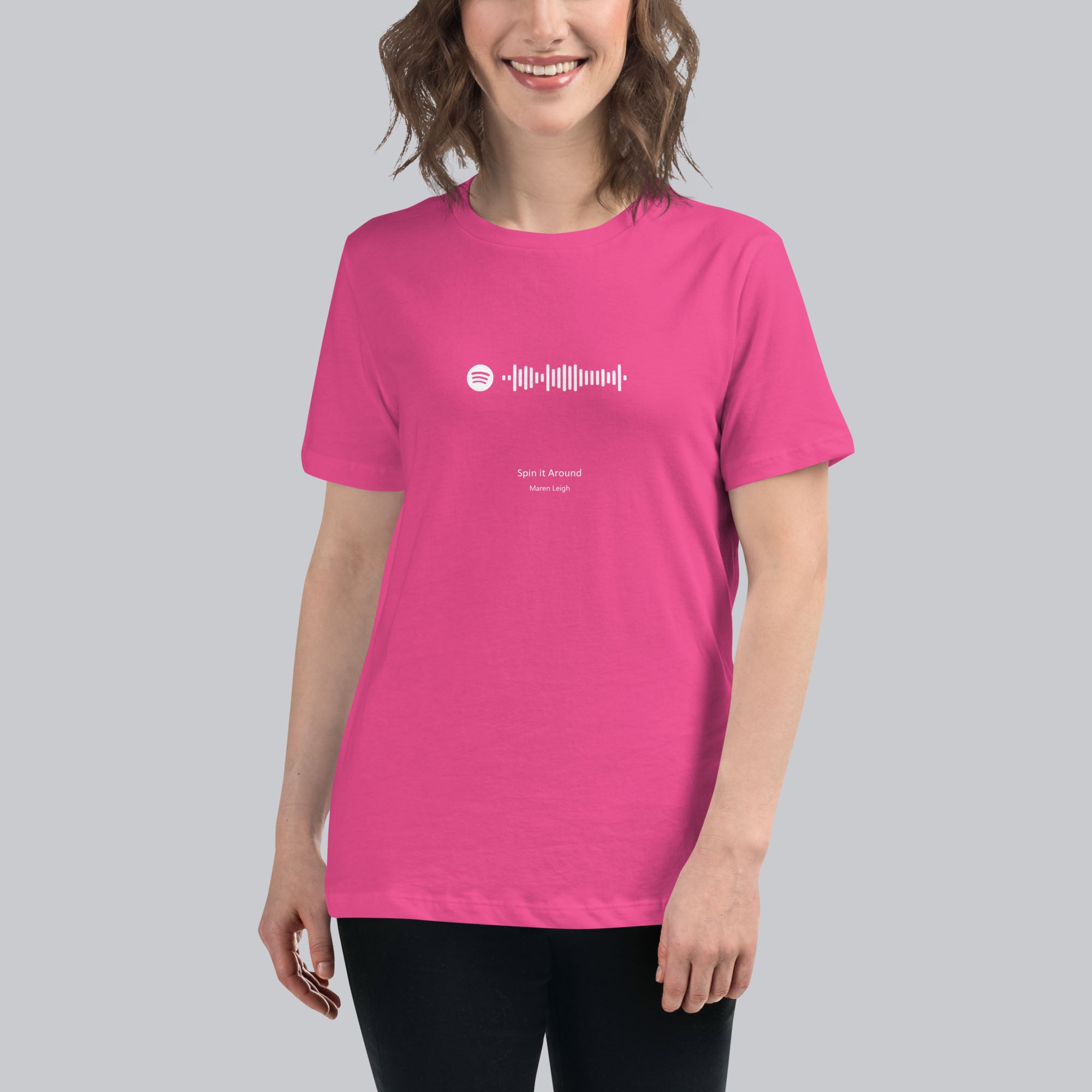 Pink berry Women's tshirt with printed custom music code and custom text