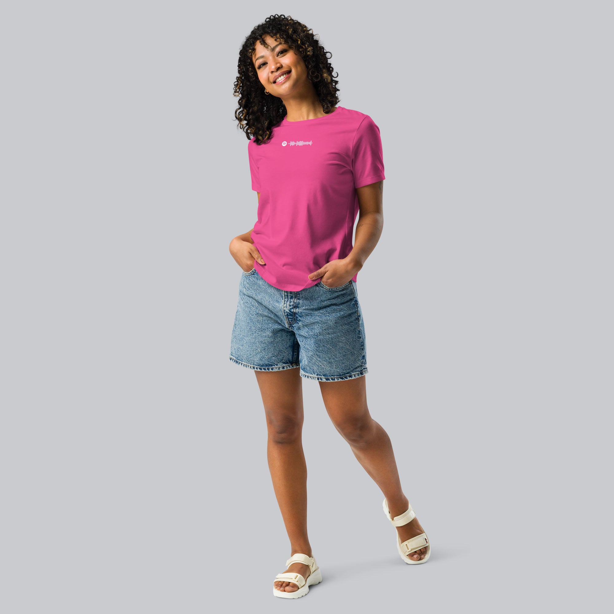 Pink berry Women's tshirt with printed custom music code and custom text