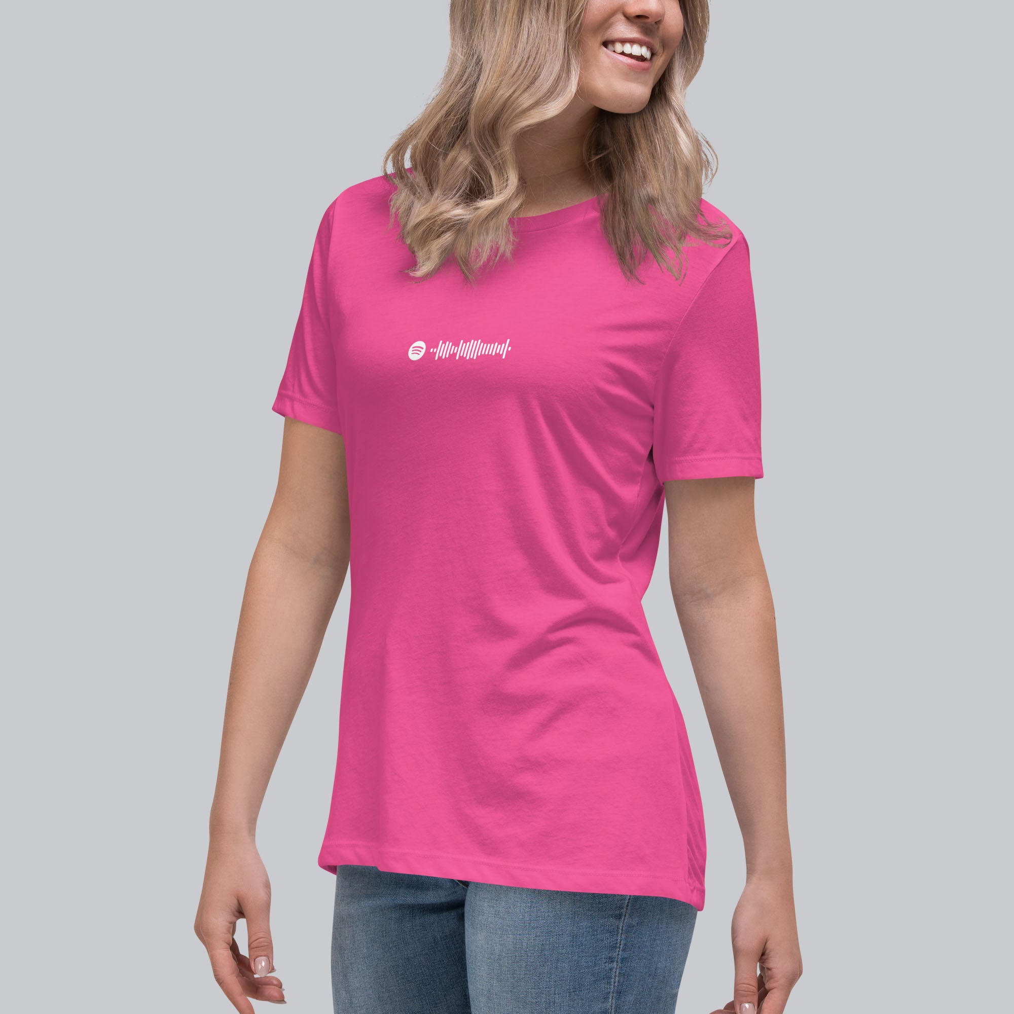 Pink berry Women's tshirt with printed custom music code and custom text